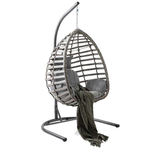 Capri Swing Gümbet Tekli Rattan Bahçe Salıncağı | Balkon Salıncağı