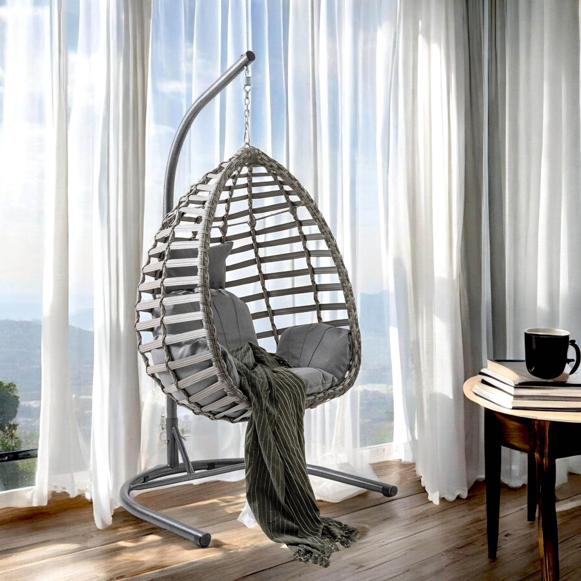 Capri Swing Gümbet Tekli Rattan Bahçe Salıncağı | Balkon Salıncağı