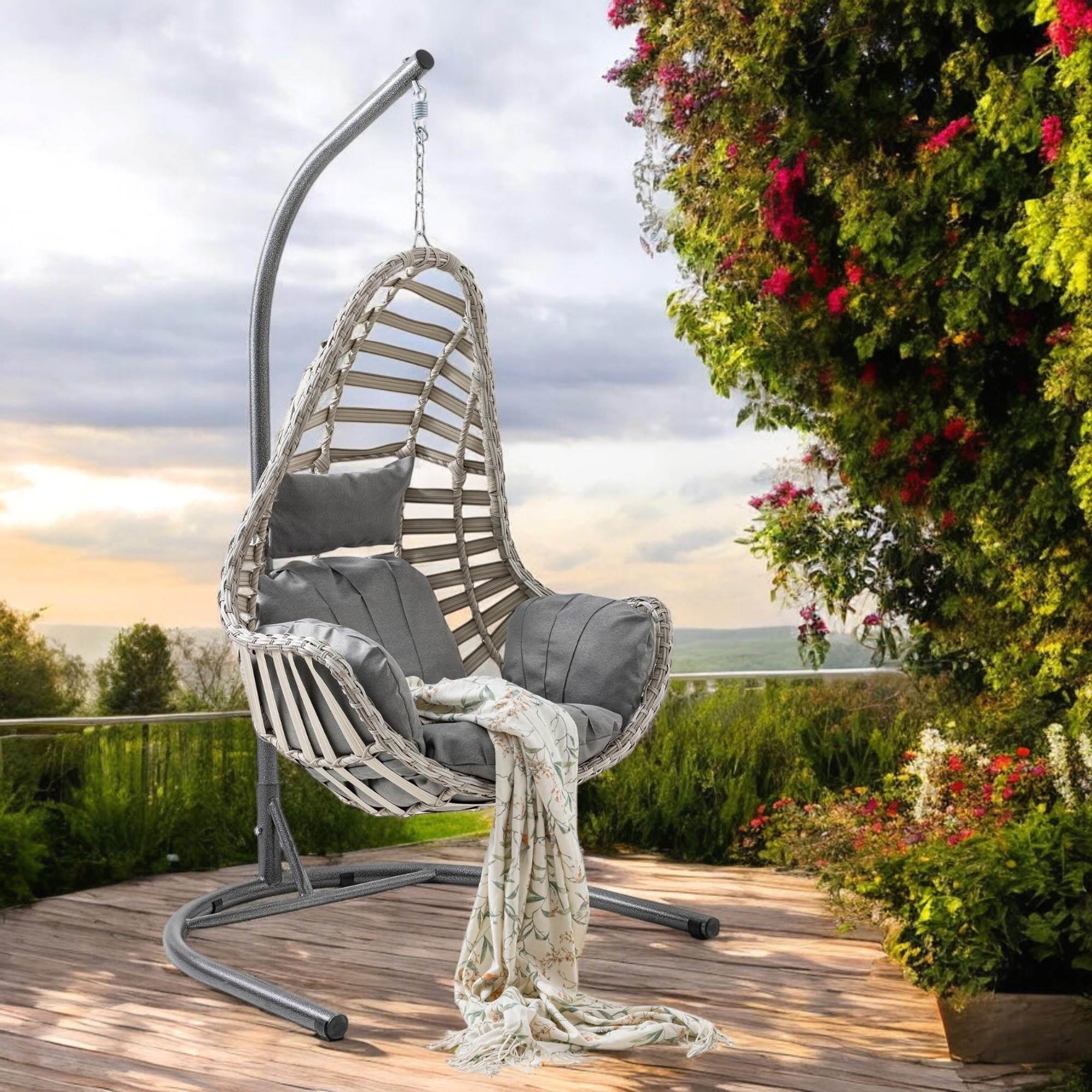 Capri Swing Milas Tekli Rattan Bahçe Salıncağı | Balkon Salıncağı