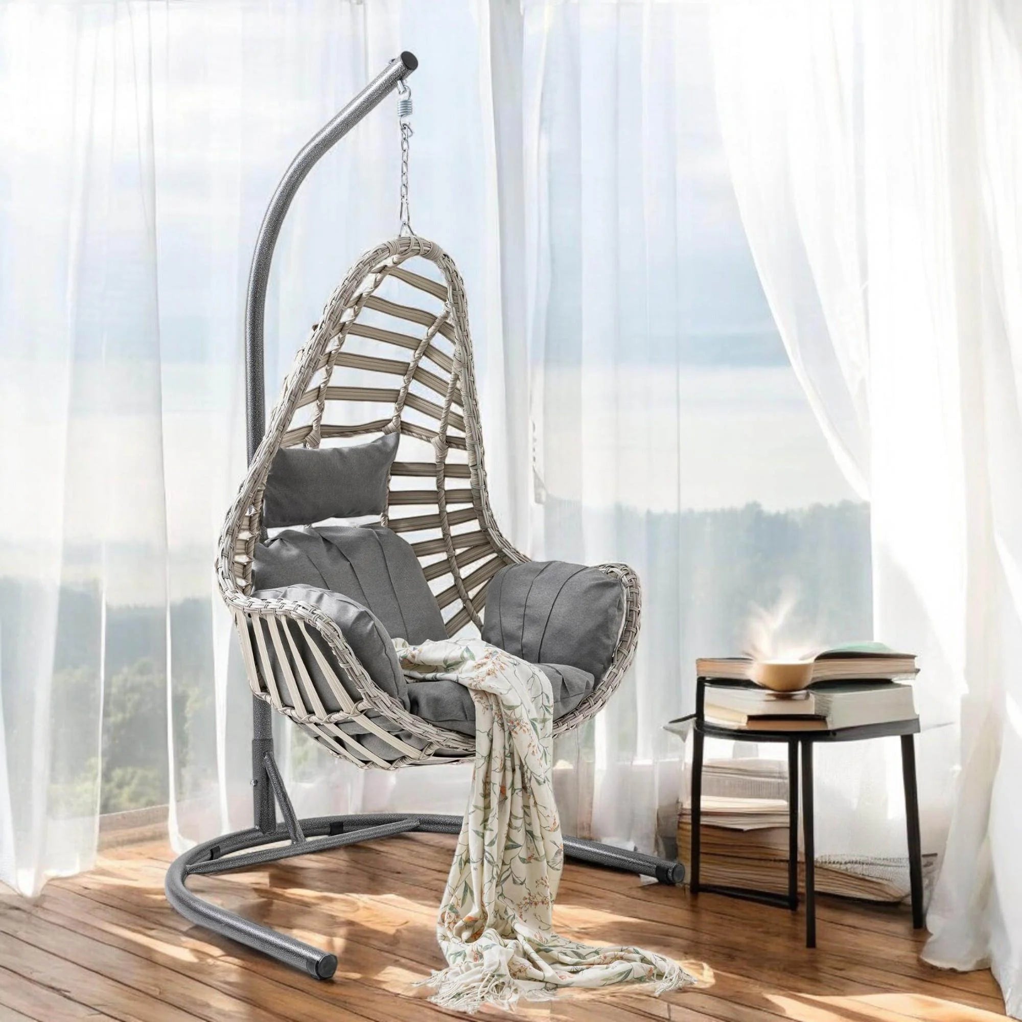 Capri Swing Milas Tekli Rattan Bahçe Salıncağı | Balkon Salıncağı