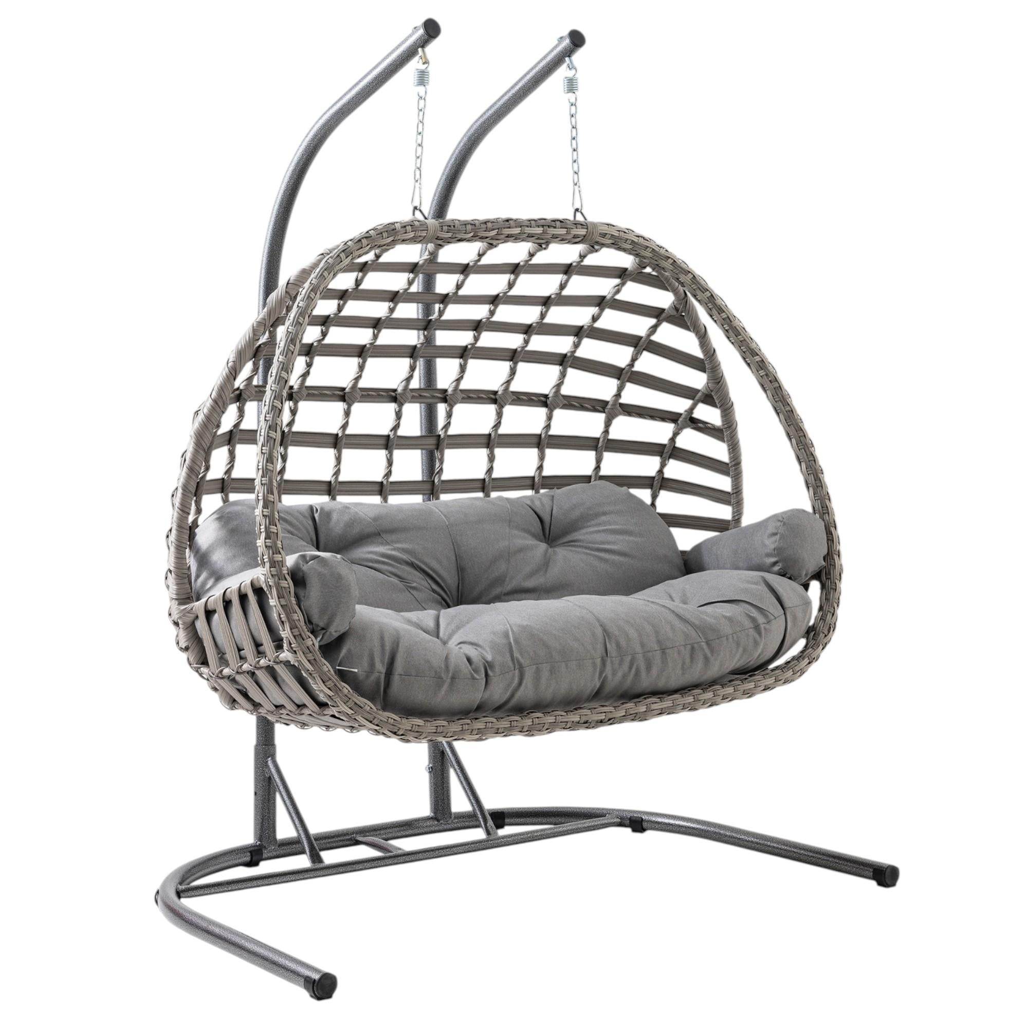 Capri Swing Oylat Çiftli Rattan Bahçe Salıncağı | Balkon Salıncağı