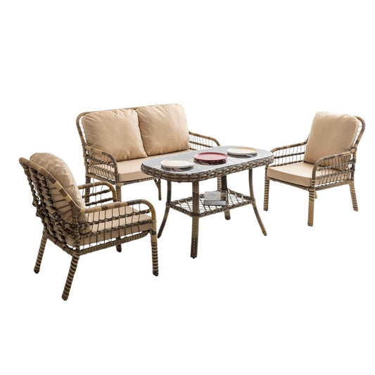 Capri Swing Pisa İkili Rattan Bahçe Balkon Oturma Grubu | Açık Kahve | 753