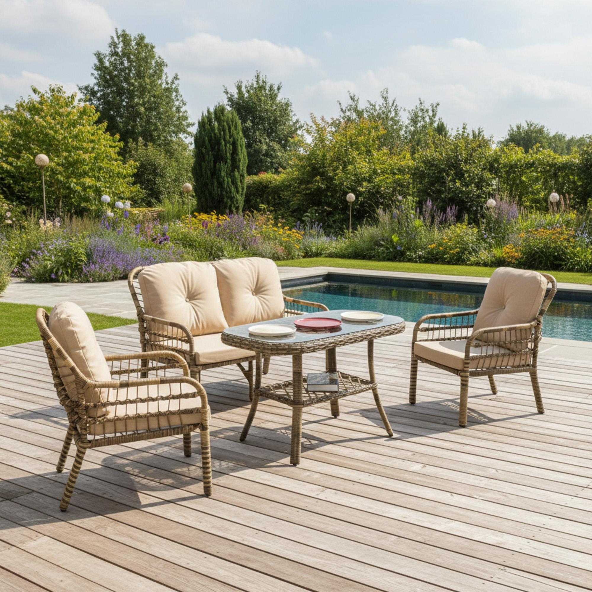 Capri Swing Pisa İkili Rattan Bahçe Balkon Oturma Grubu | Açık Kahve | 753