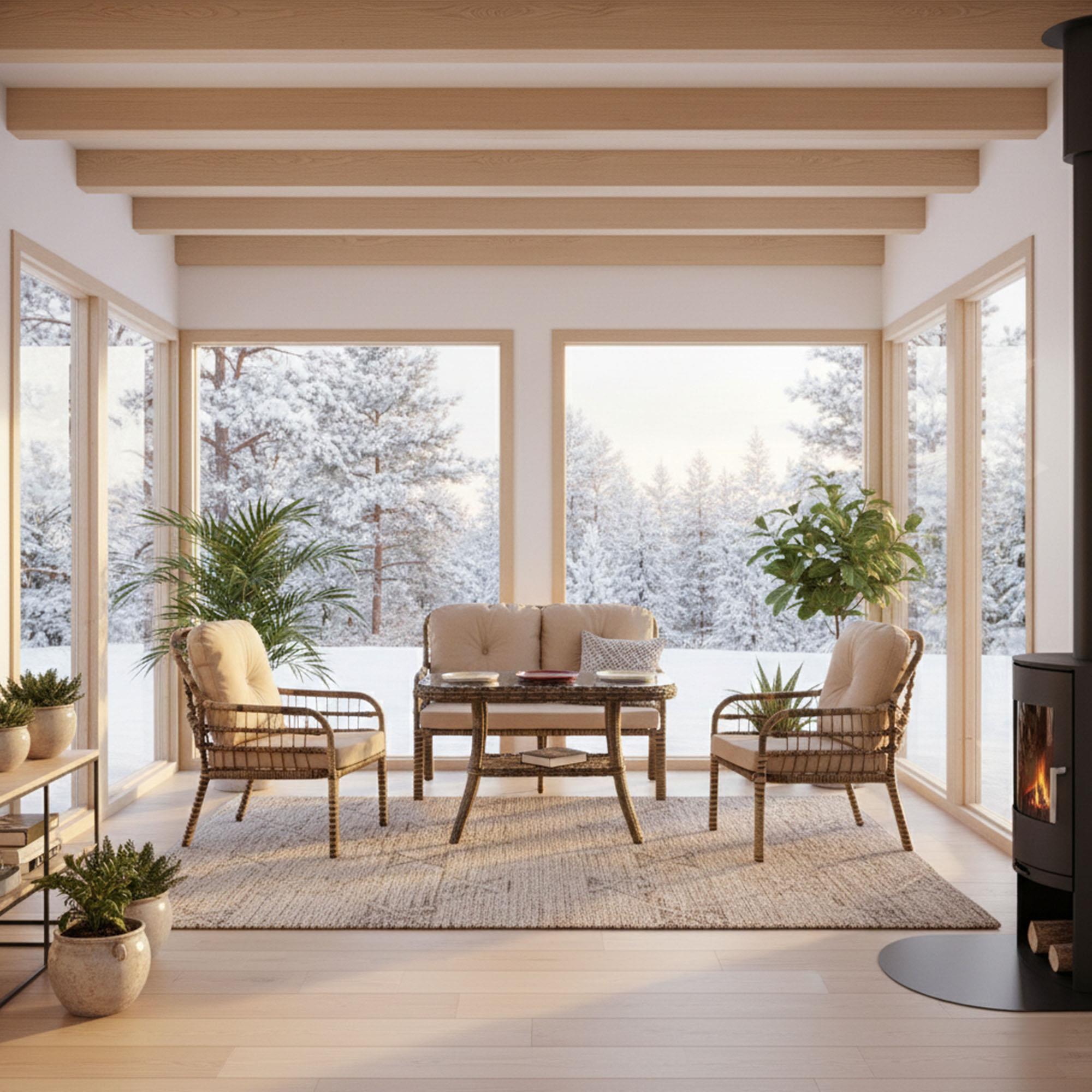 Capri Swing Pisa İkili Rattan Bahçe Balkon Oturma Grubu | Açık Kahve | 753