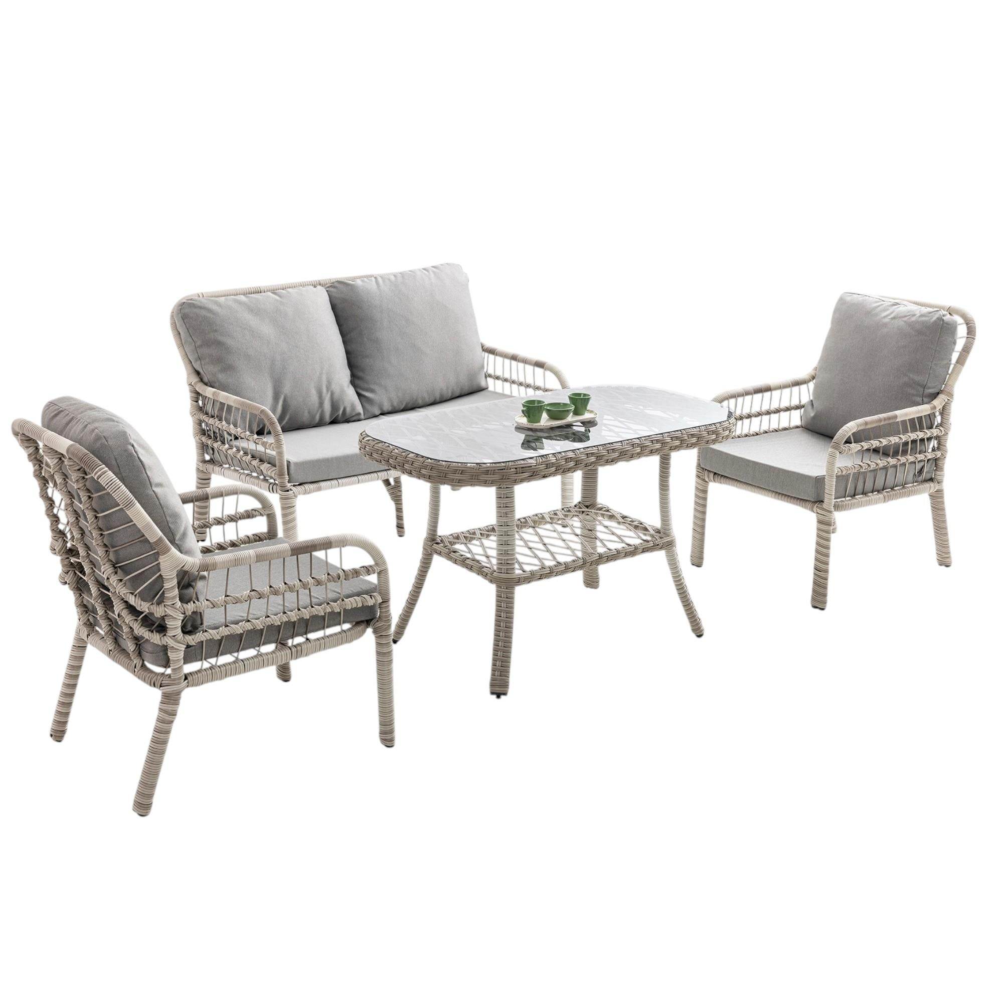 Capri Swing Pisa İkili Rattan Bahçe Balkon Oturma Grubu | Beyaz | 752