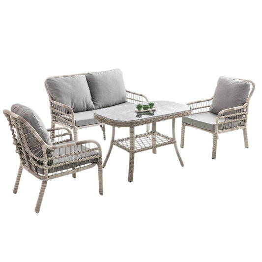 Capri Swing Pisa İkili Rattan Bahçe Balkon Oturma Grubu | Beyaz | 752