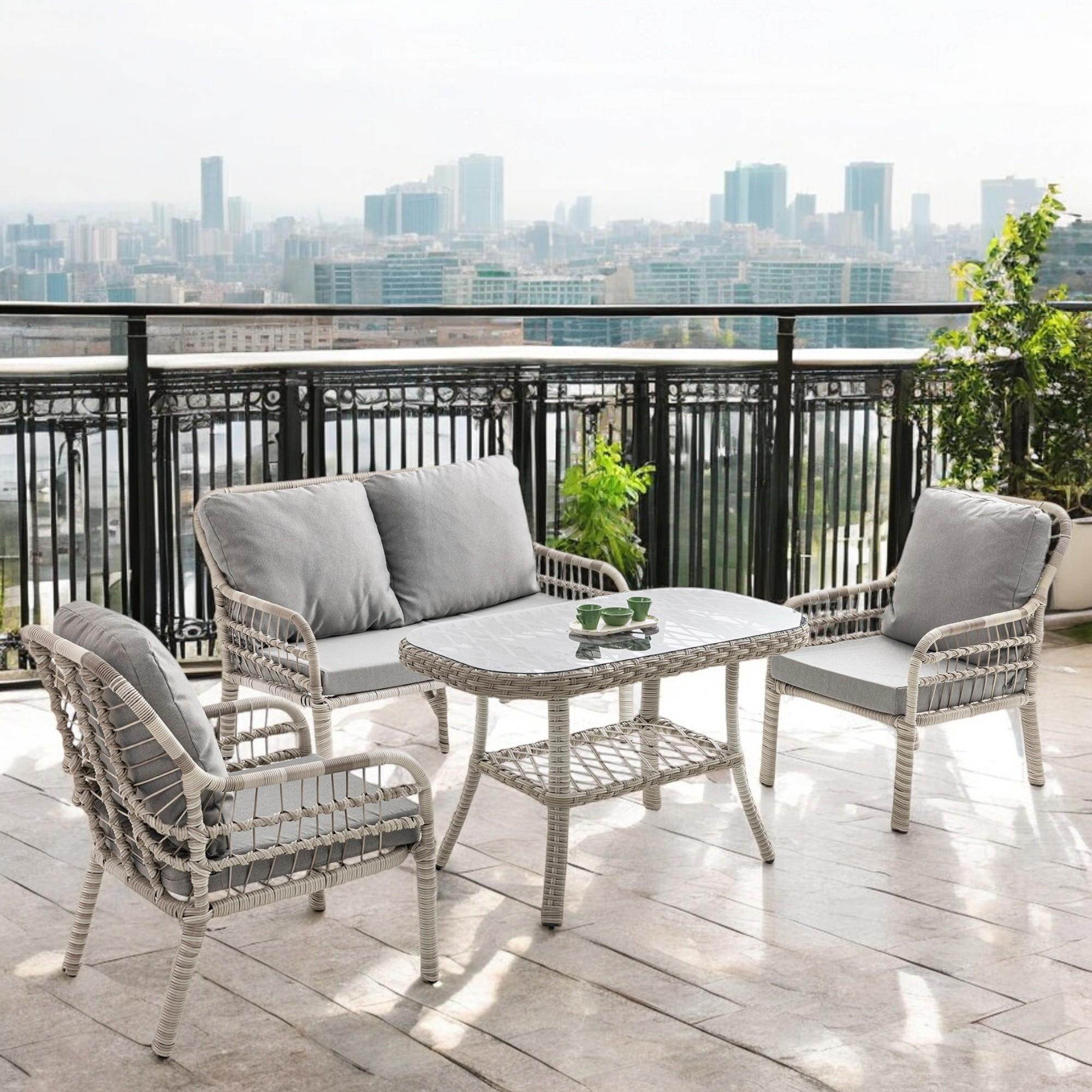 Capri Swing Pisa İkili Rattan Bahçe Balkon Oturma Grubu | Beyaz | 752