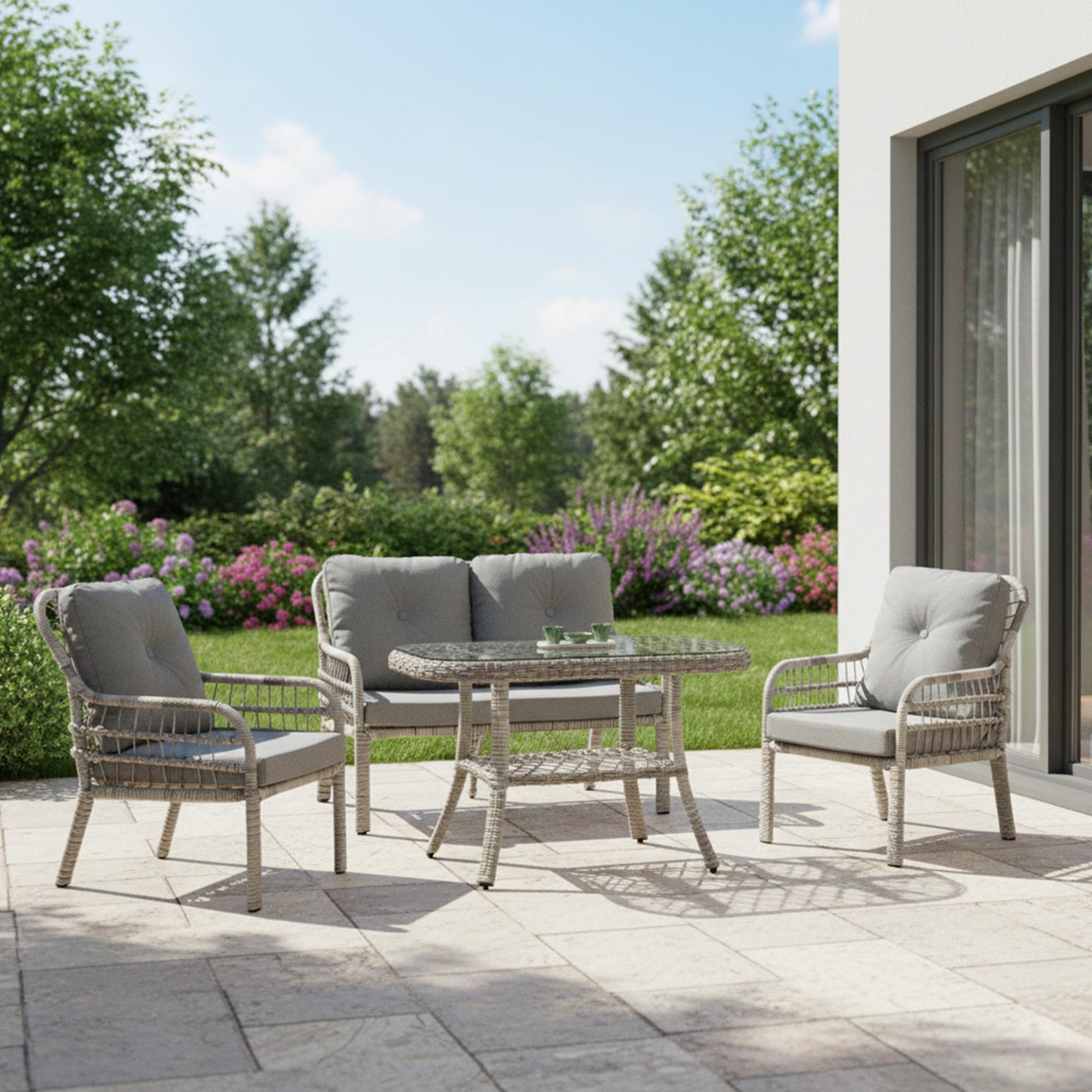 Capri Swing Pisa İkili Rattan Bahçe Balkon Oturma Grubu | Beyaz | 752