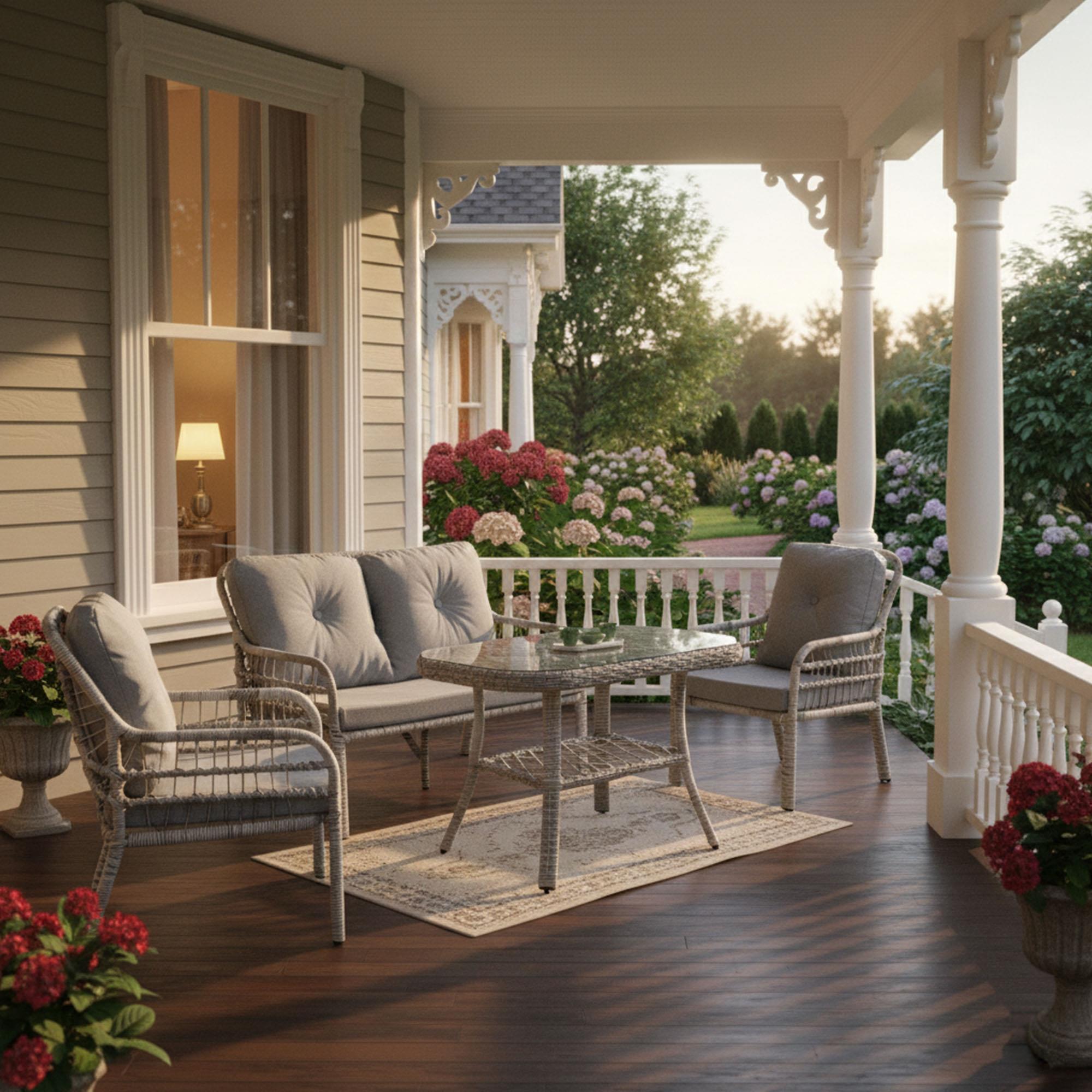 Capri Swing Pisa İkili Rattan Bahçe Balkon Oturma Grubu | Beyaz | 752