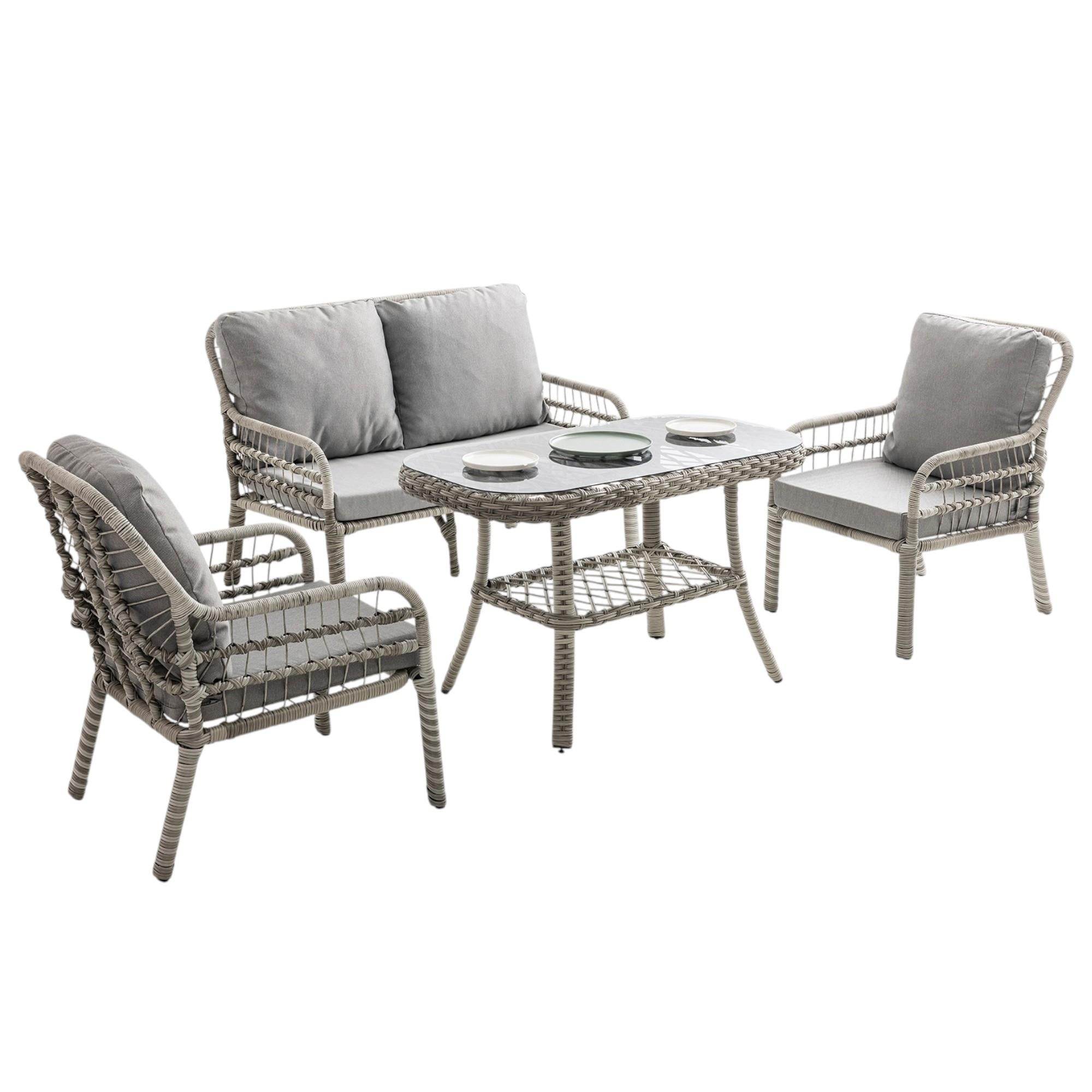 Capri Swing Pisa İkili Rattan Bahçe Balkon Oturma Grubu | Gri | 750