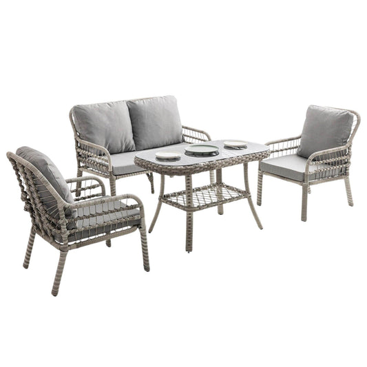 Capri Swing Pisa İkili Rattan Bahçe Balkon Oturma Grubu | Gri | 750