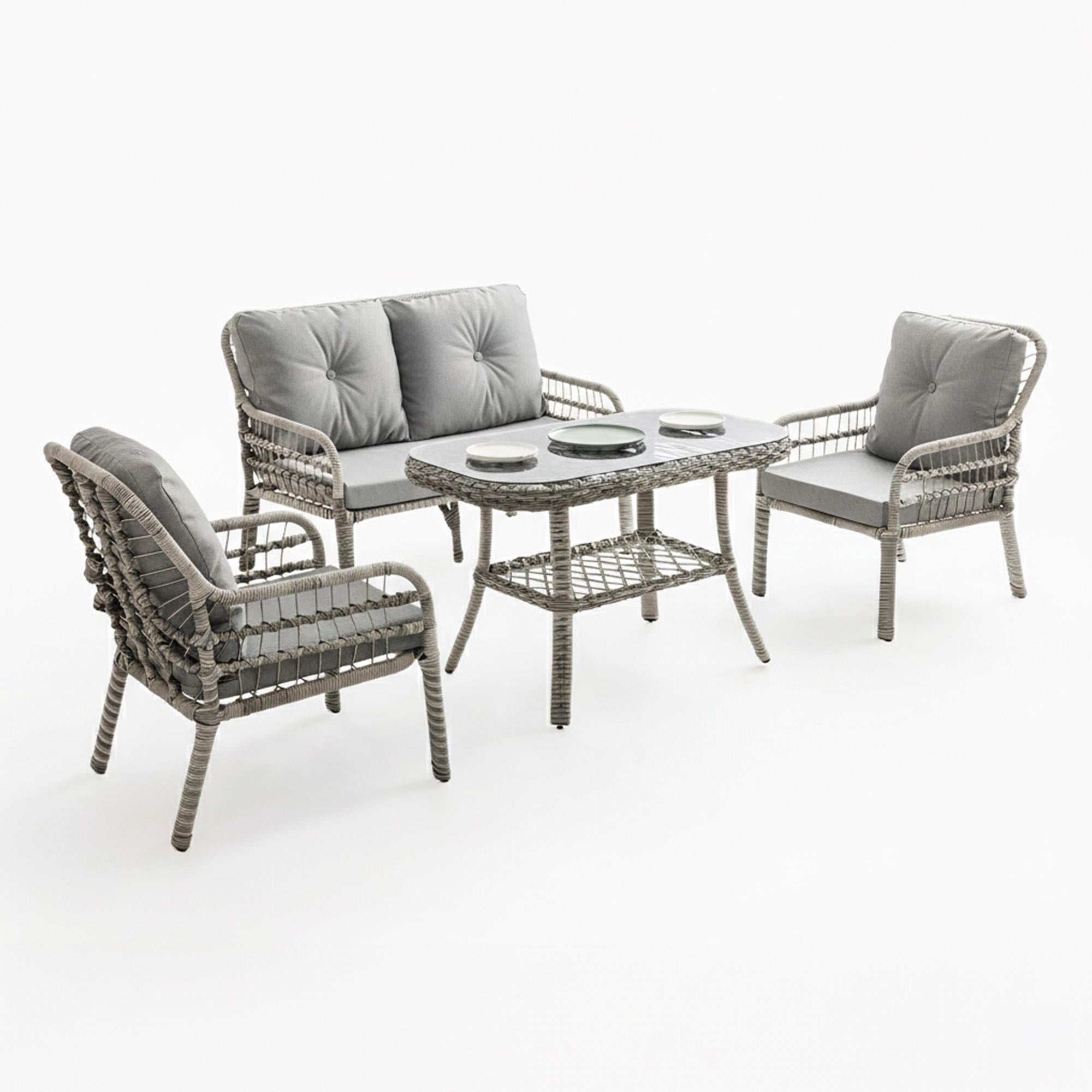 Capri Swing Pisa İkili Rattan Bahçe Balkon Oturma Grubu | Gri | 750