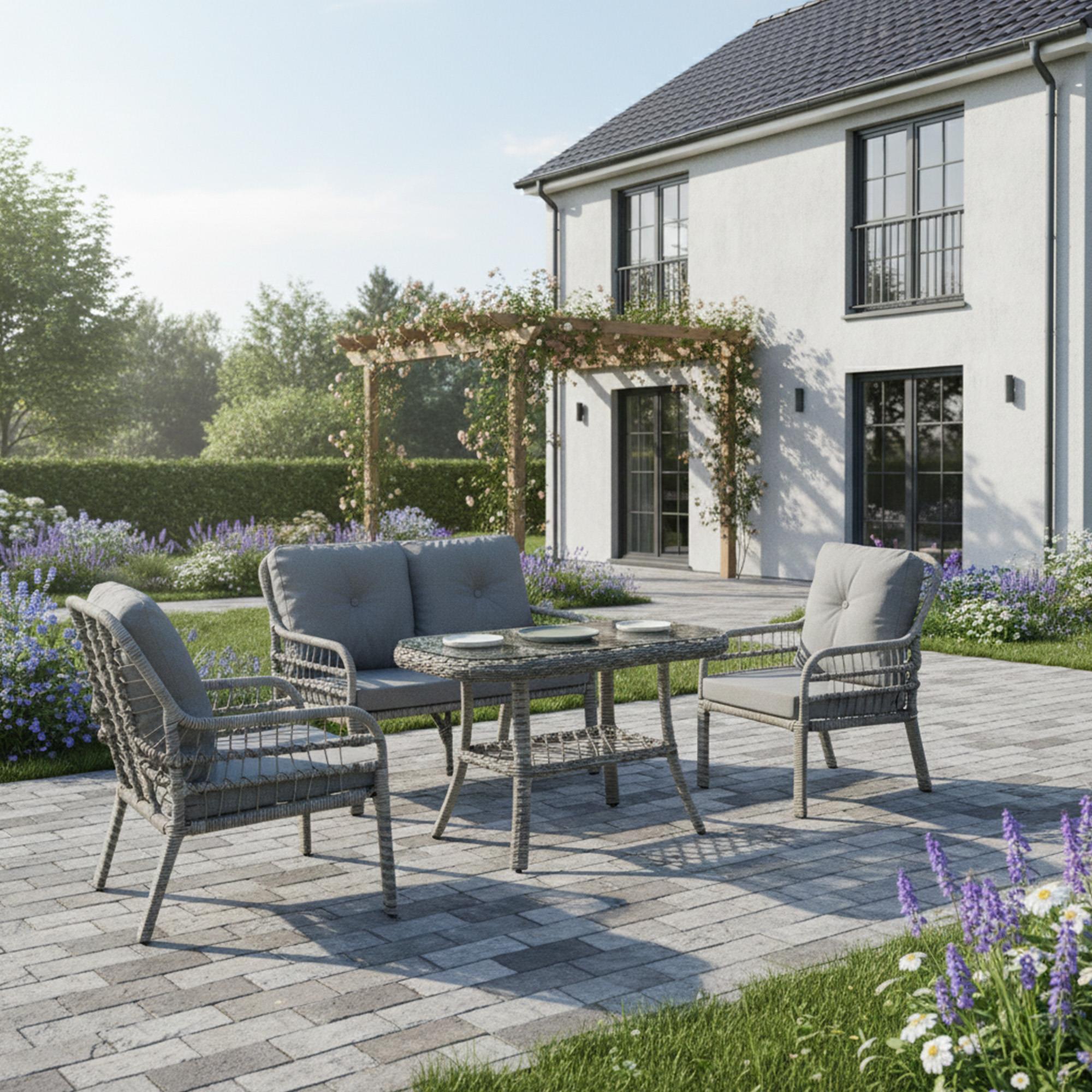 Capri Swing Pisa İkili Rattan Bahçe Balkon Oturma Grubu | Gri | 750