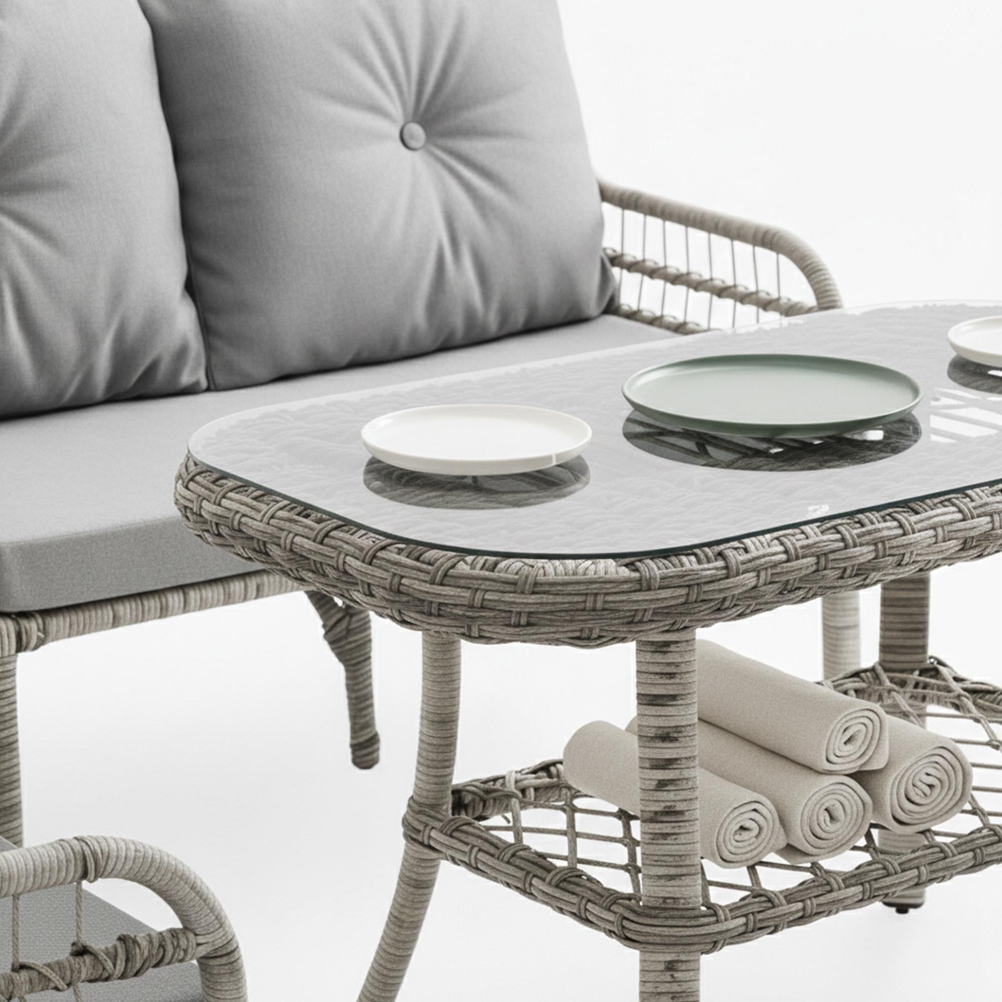 Capri Swing Pisa İkili Rattan Bahçe Balkon Oturma Grubu | Gri | 750