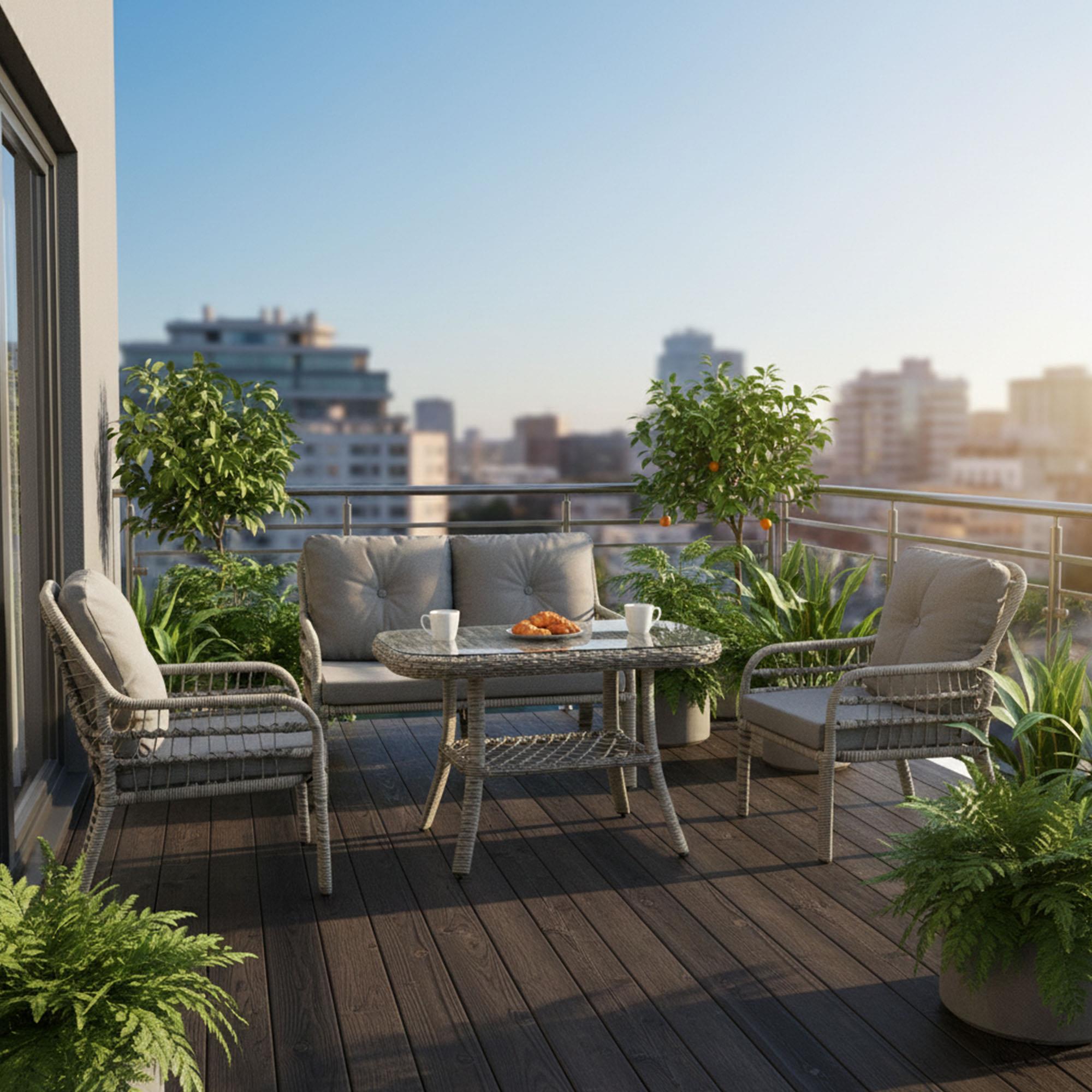 Capri Swing Pisa İkili Rattan Bahçe Balkon Oturma Grubu | Gri | 750