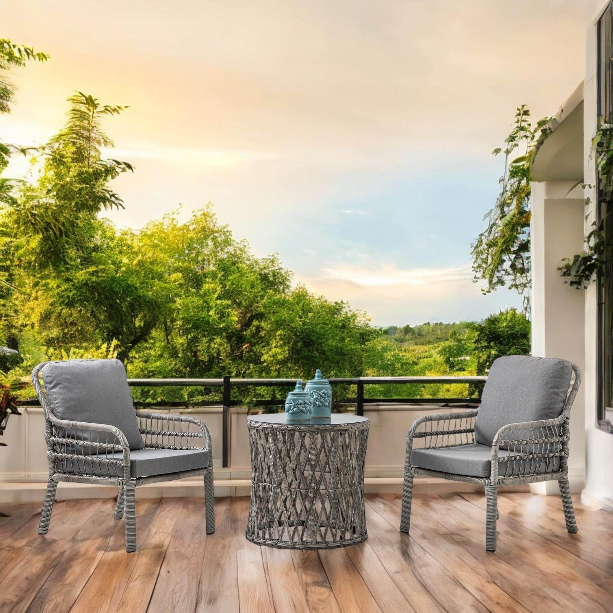 Capri Swing Pisa Tekli Rattan Bahçe Balkon Oturma Grubu | Gri | 700