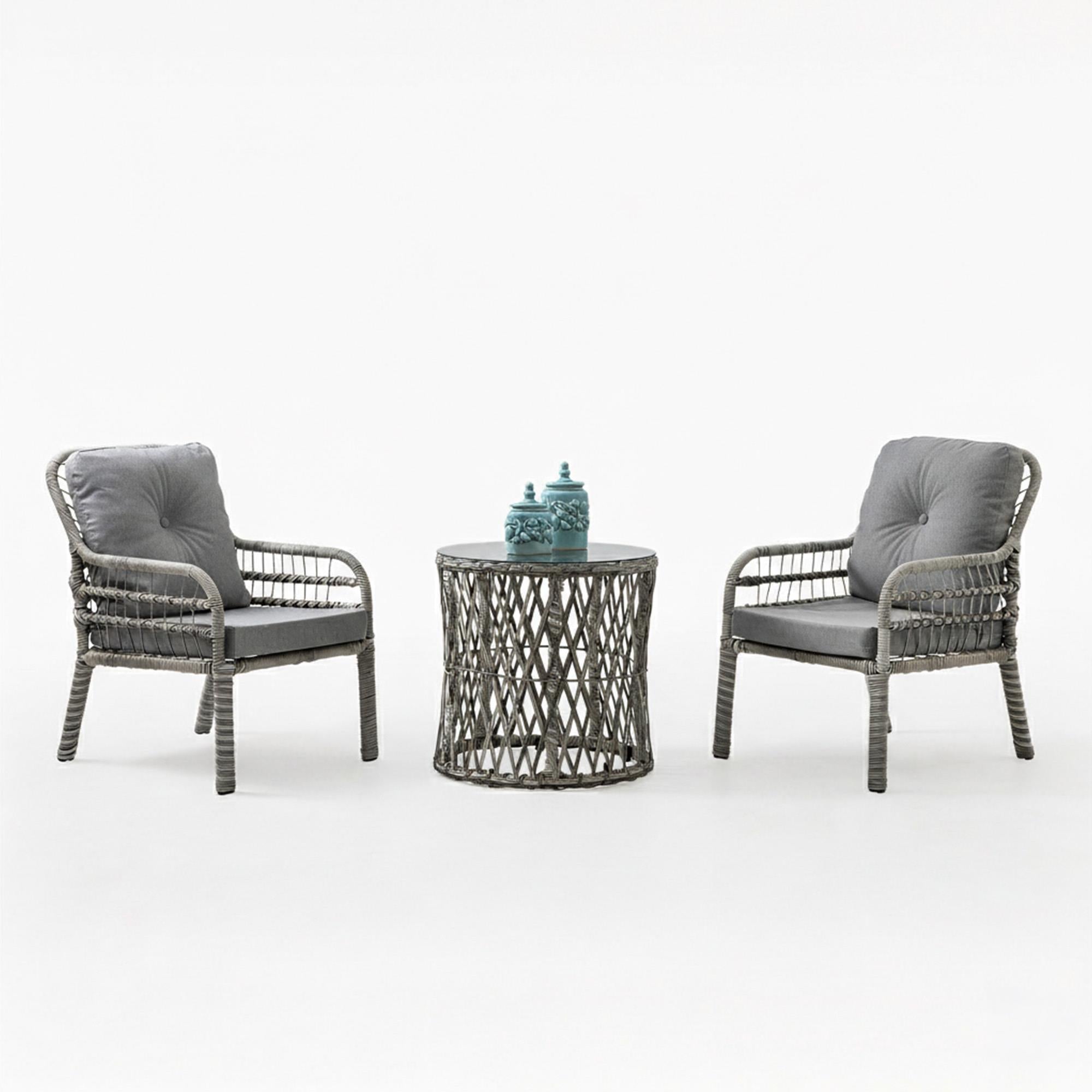 Capri Swing Pisa Tekli Rattan Bahçe Balkon Oturma Grubu | Gri | 700