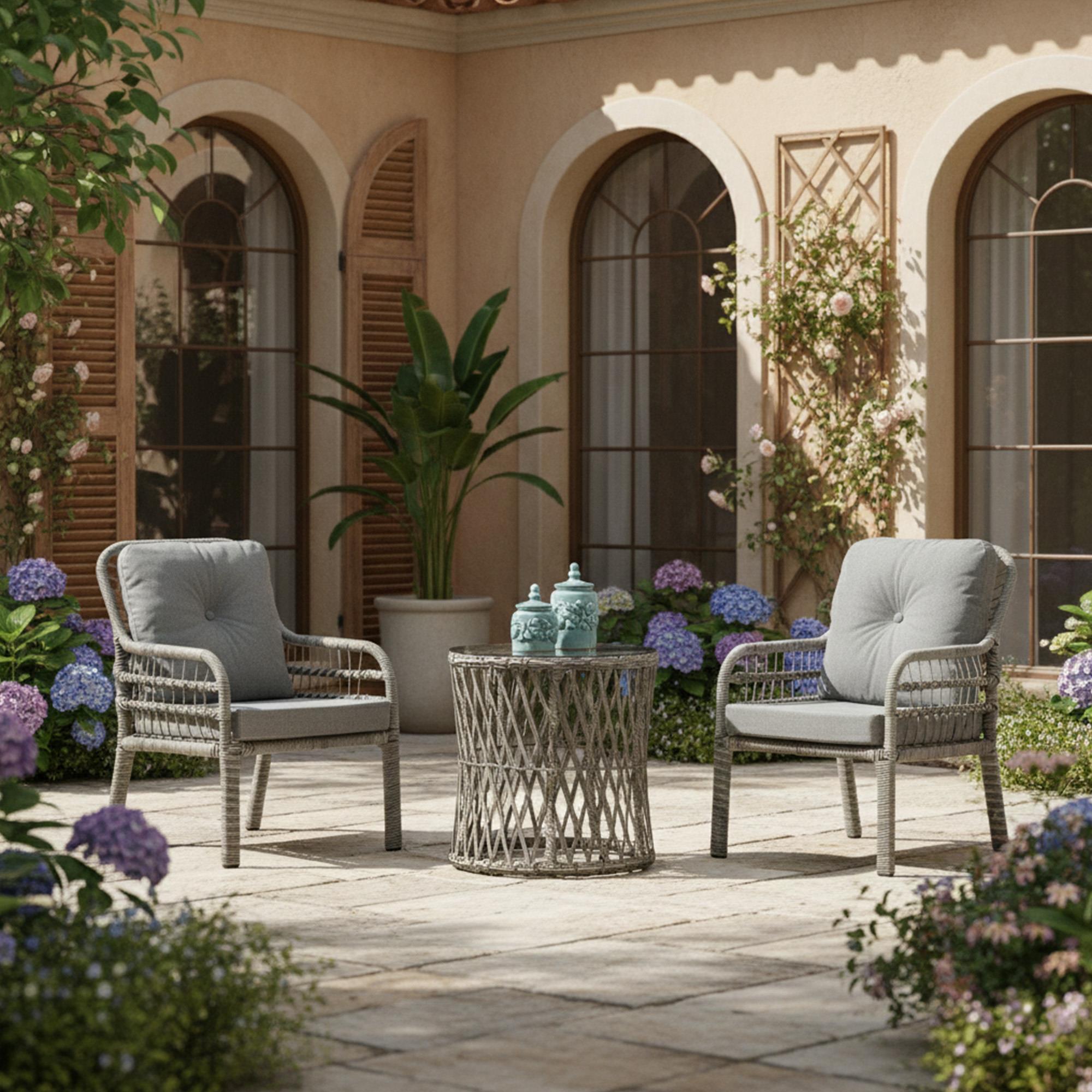 Capri Swing Pisa Tekli Rattan Bahçe Balkon Oturma Grubu | Gri | 700