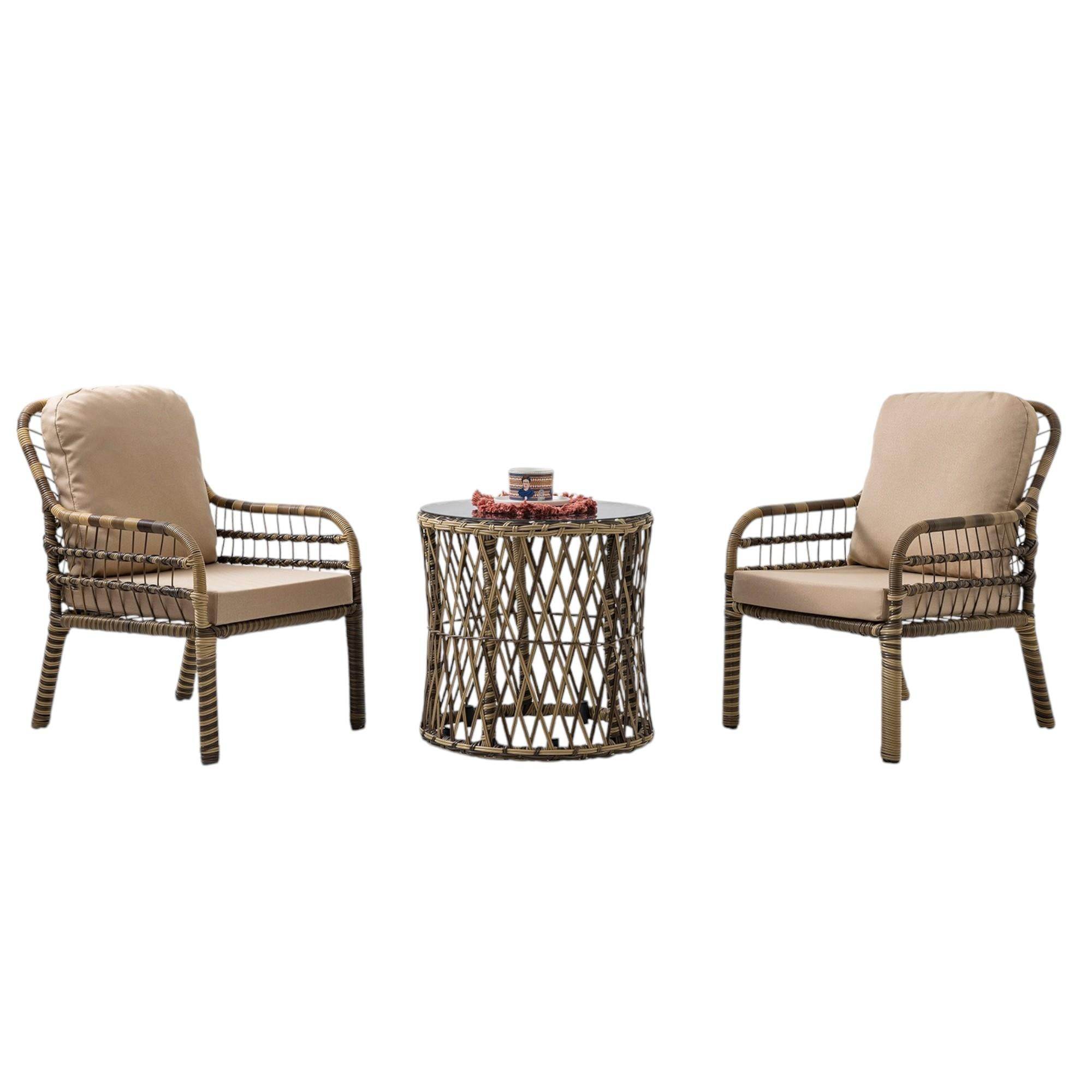 Capri Swing Pisa Tekli Rattan Balkon Oturma Grubu | Açık Kahve | 703