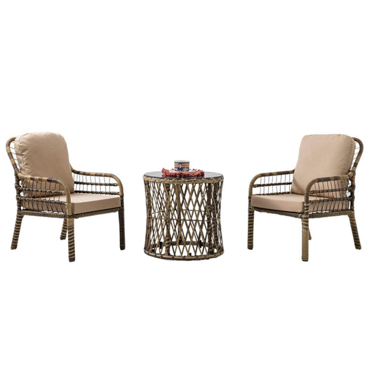 Capri Swing Pisa Tekli Rattan Balkon Oturma Grubu | Açık Kahve | 703