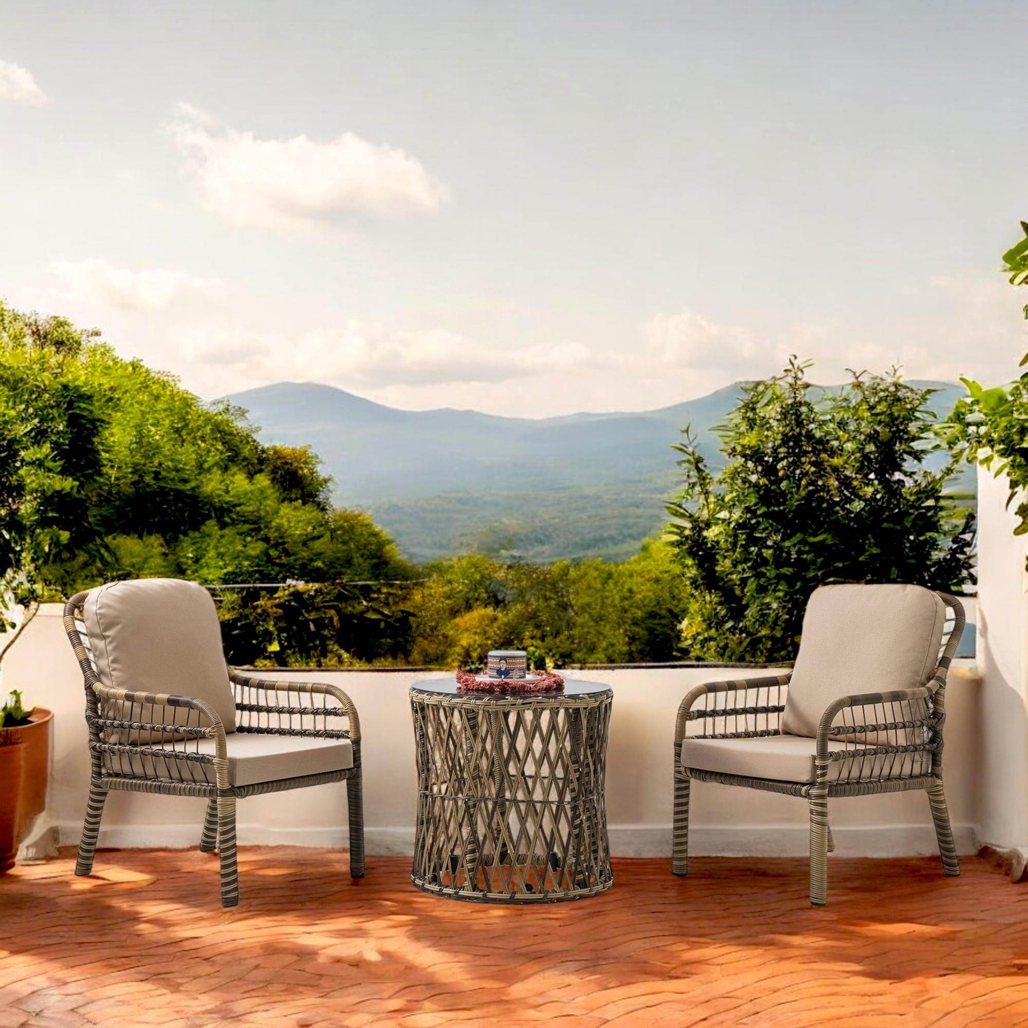 Capri Swing Pisa Tekli Rattan Balkon Oturma Grubu | Açık Kahve | 703