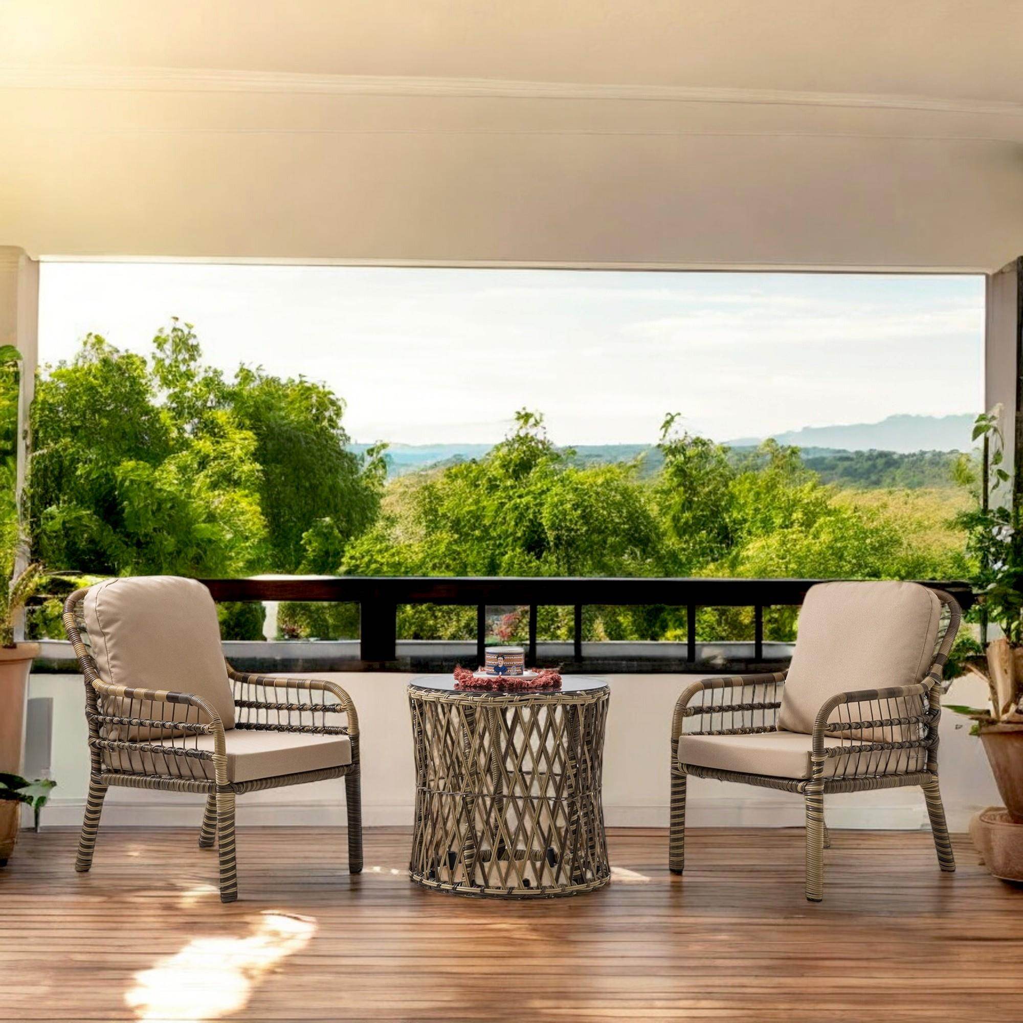 Capri Swing Pisa Tekli Rattan Balkon Oturma Grubu | Açık Kahve | 703