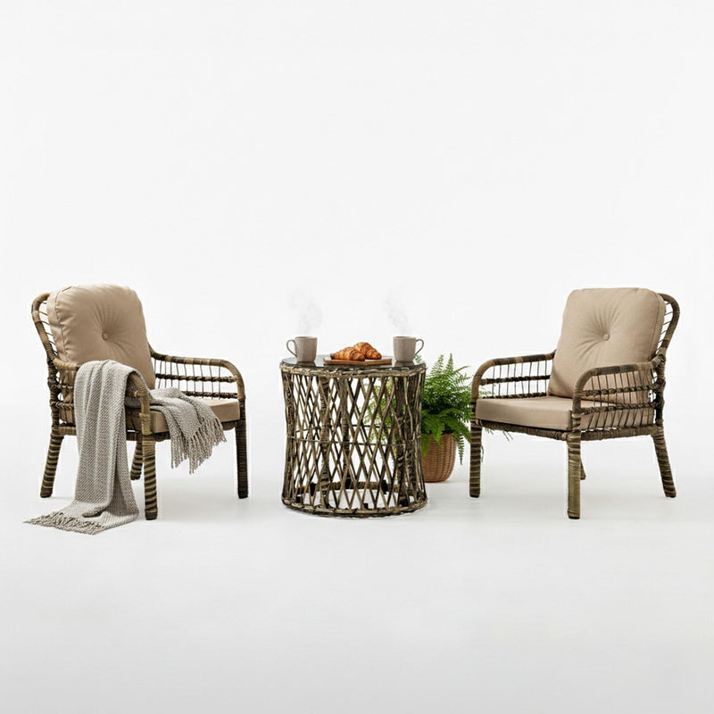Capri Swing Pisa Tekli Rattan Balkon Oturma Grubu | Açık Kahve | 703