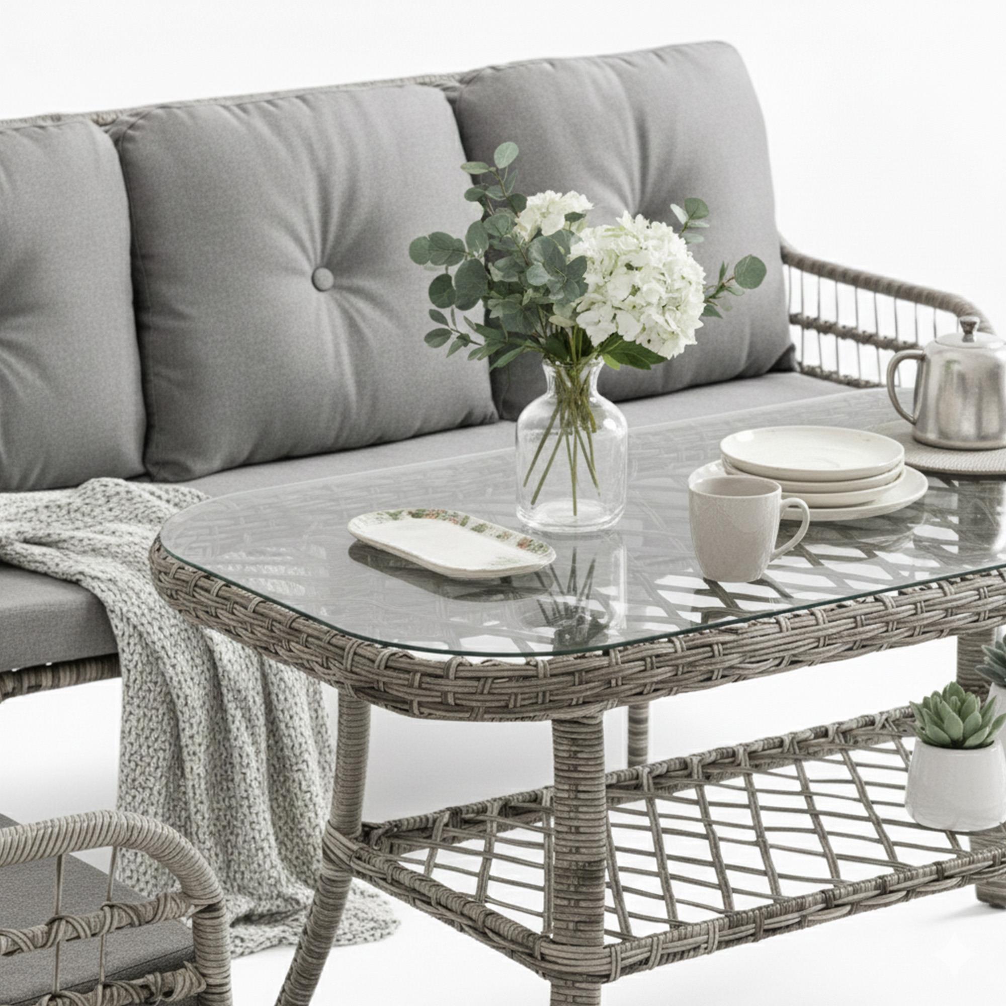 Capri Swing Pisa Üçlü Rattan Bahçe Balkon Oturma Grubu | Gri | 800