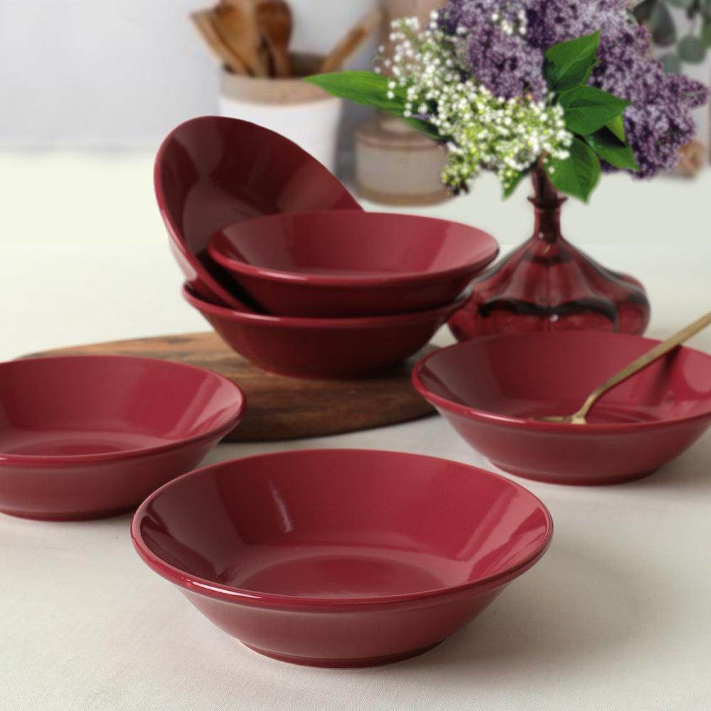 Hitit Carmen Kırmızı Yemek Tabağı 18 Cm 6 Adet