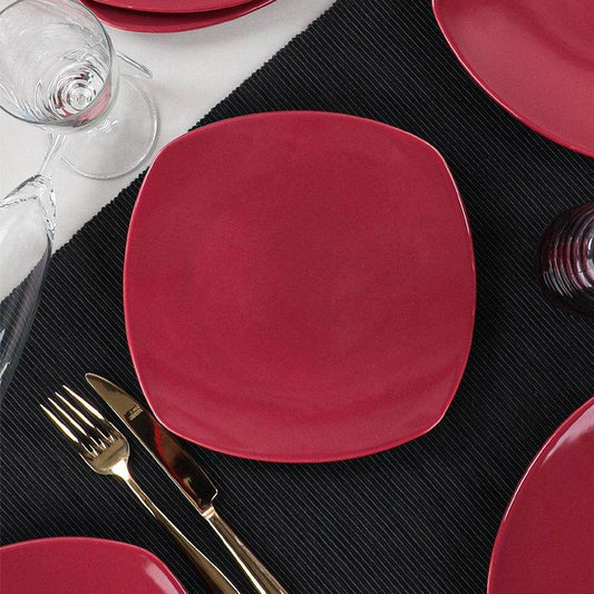 Carmen Kırmızı Köşem Pasta Tabağı 22 Cm 6 Adet