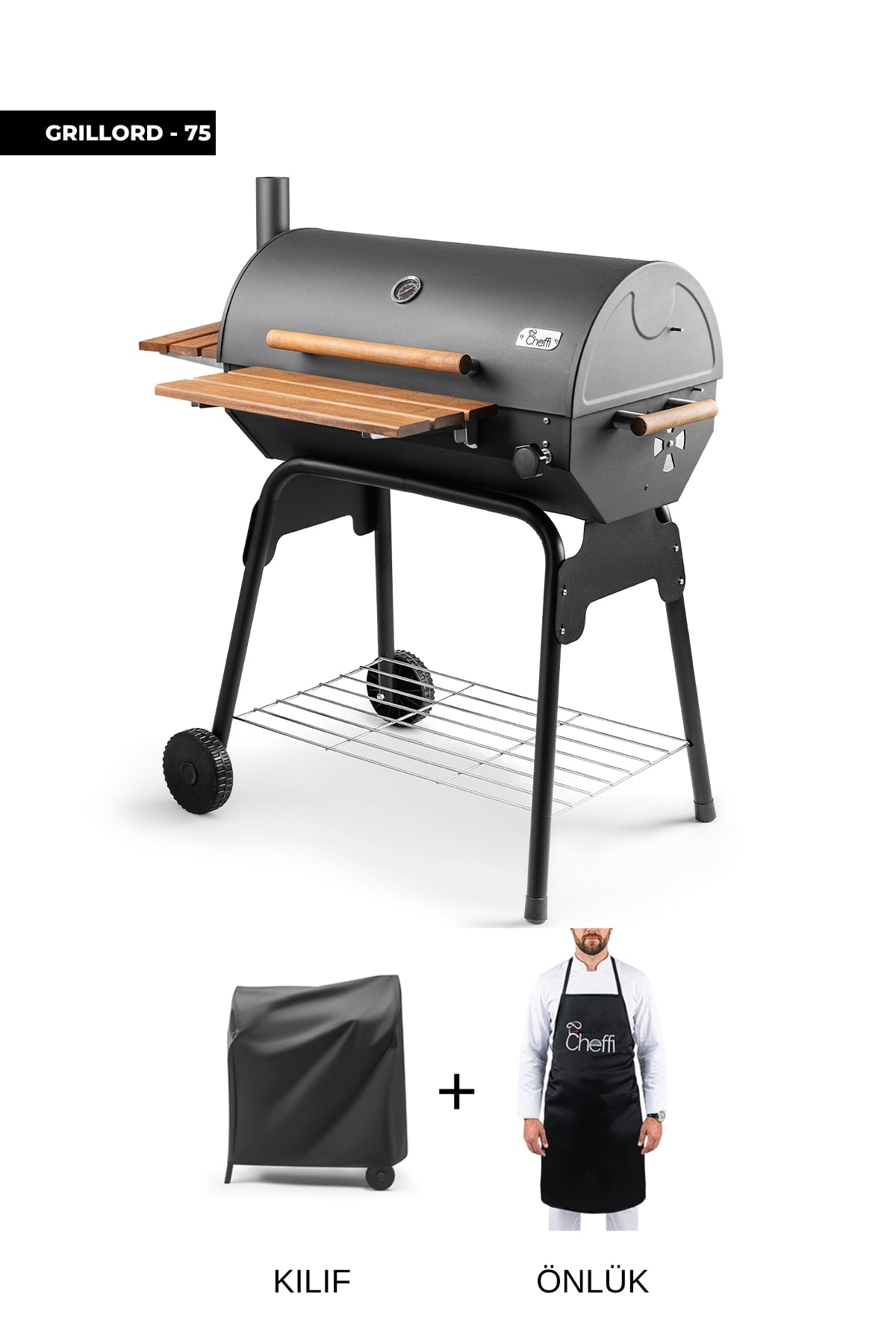 Cheffi Grillord-75 Kömürlü Barbekü Mangal (ÖNLÜK VE KILIF HEDİYELİ)