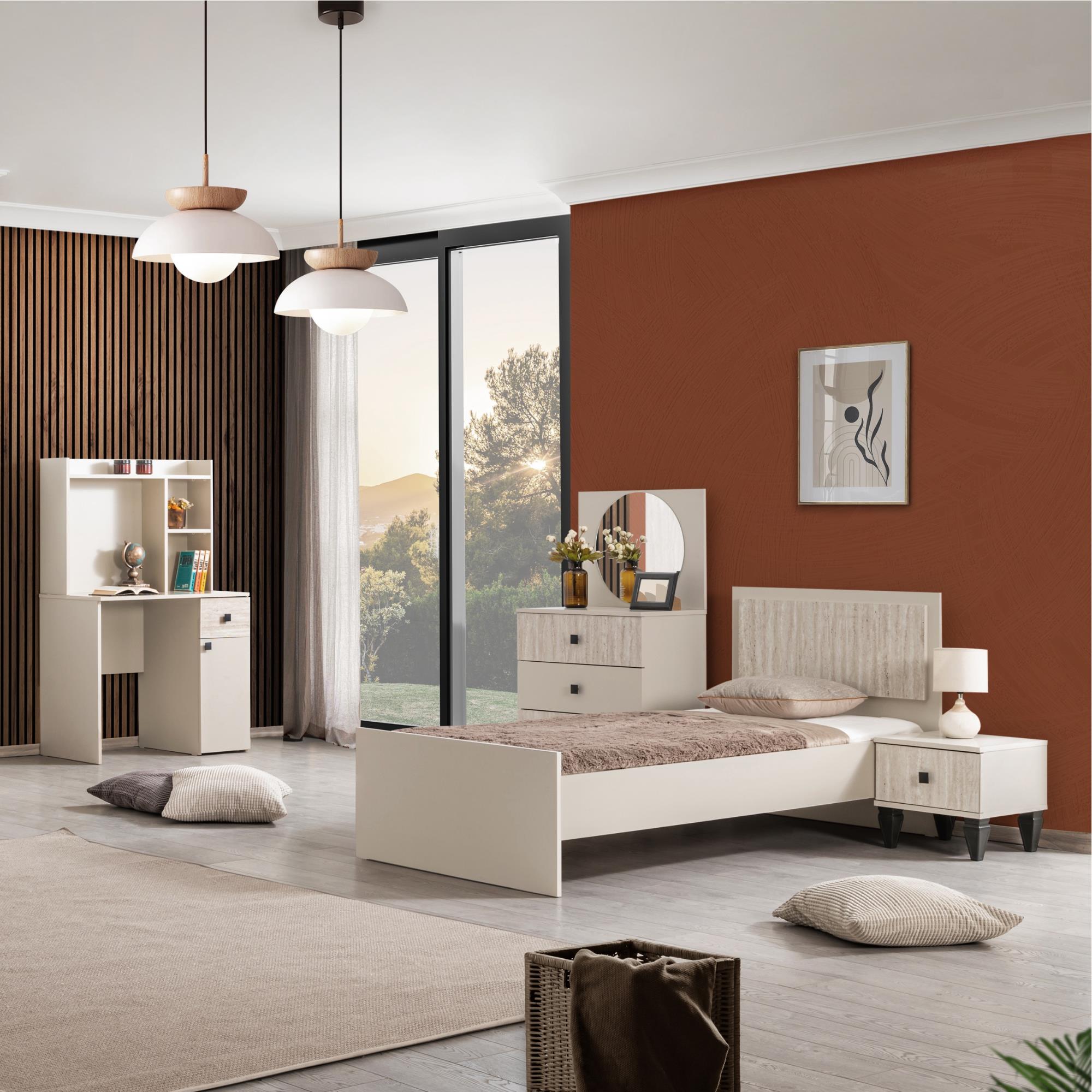 Cozy Genç Odası Takımı | Karyola Dolap Çalışma Masası Seti