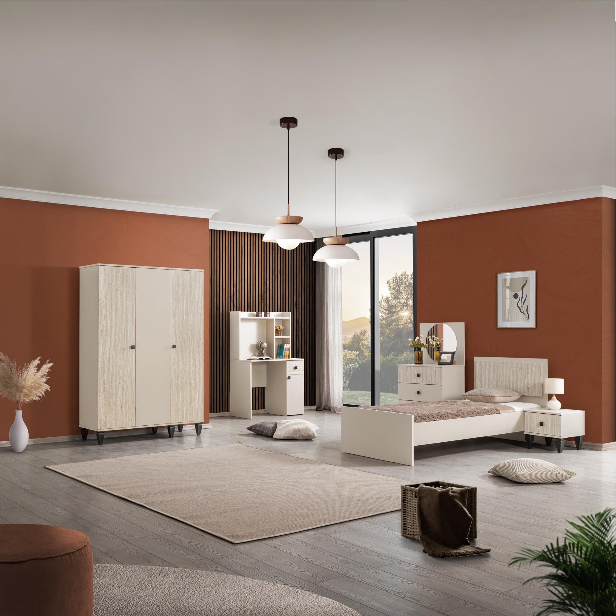 Cozy Genç Odası Takımı | Karyola Dolap Çalışma Masası Seti