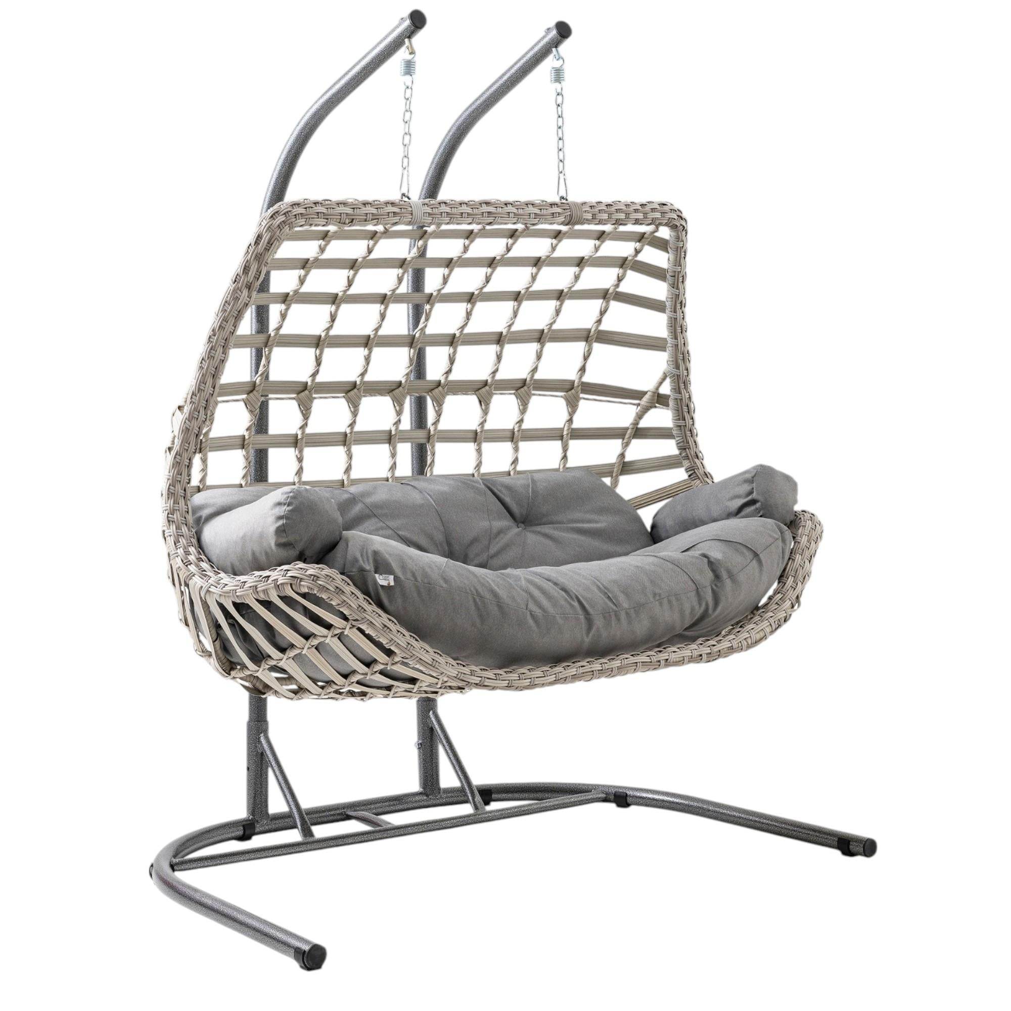 Cunda | Çiftli Rattan Bahçe Salıncağı | Rehome Balkon Salıncağı