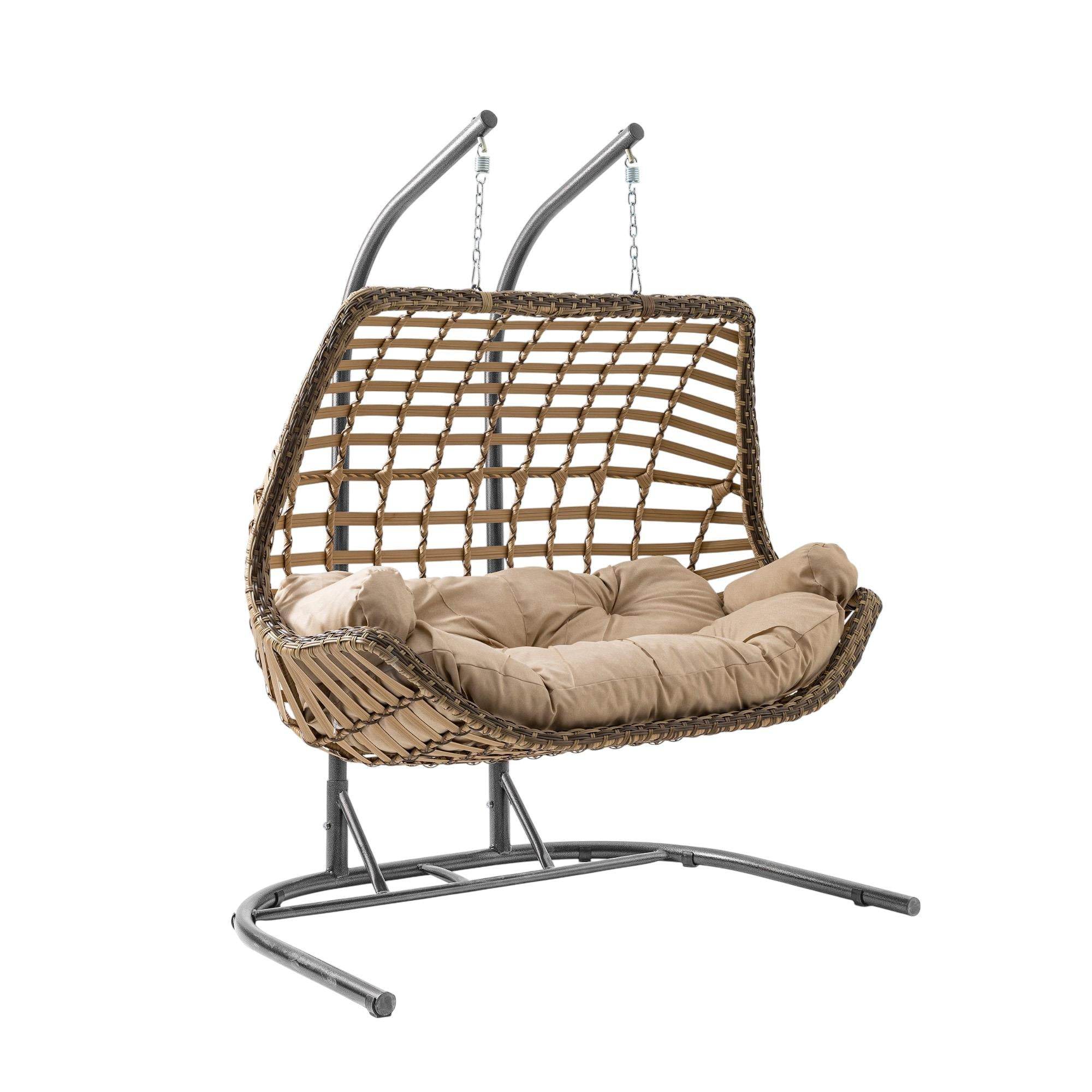 Cunda | Çiftli Rattan Bahçe Salıncağı | Rehome Balkon Salıncağı