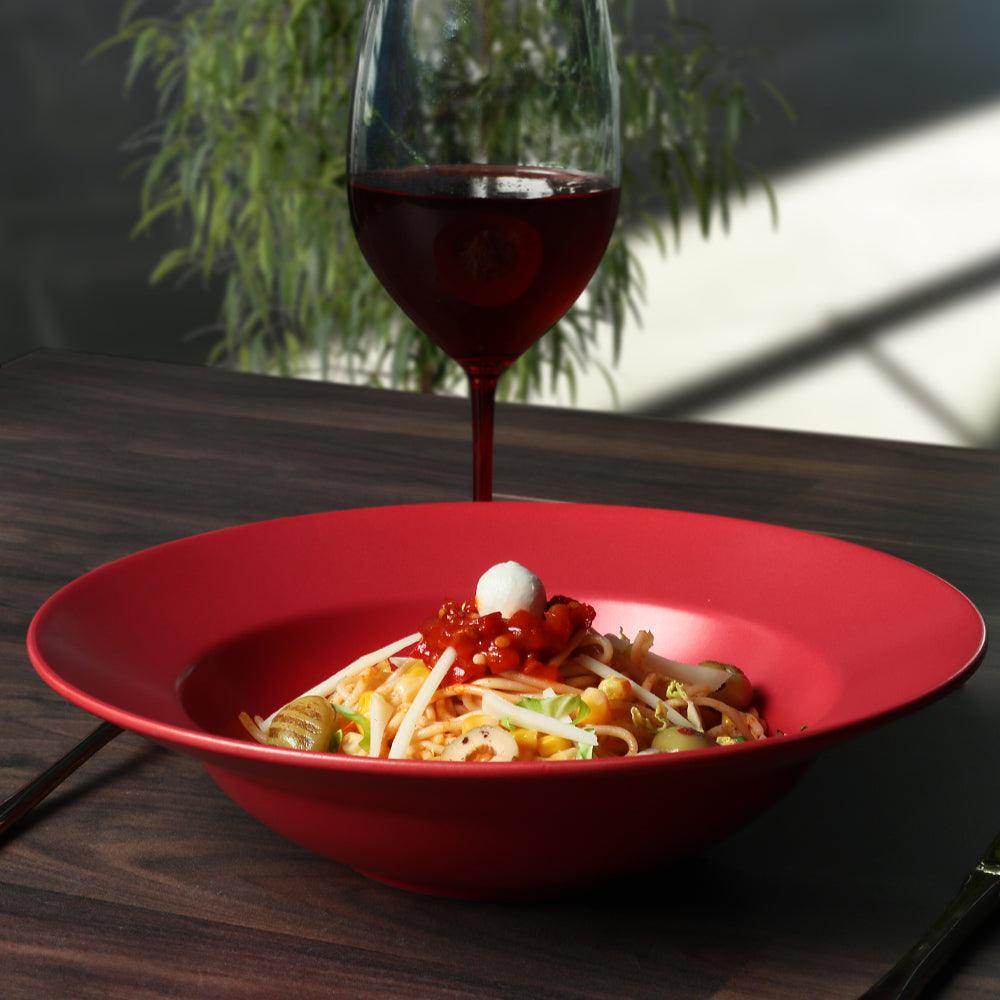 Delta Mat Kırmızı Bayrak Makarna Tabağı 26 Cm