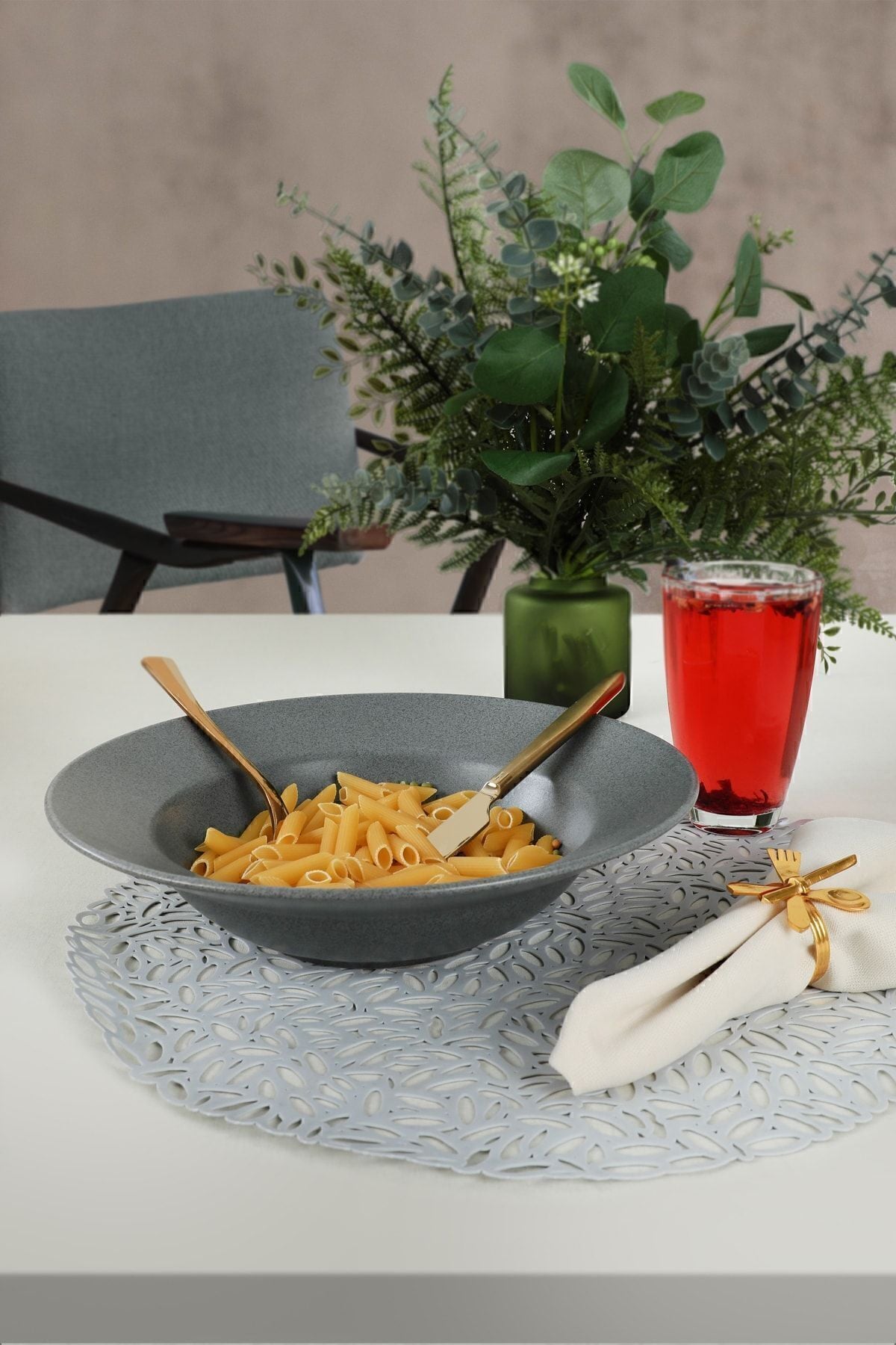 Delta Taş Mat Gri Makarna Tabağı 26 Cm - 644