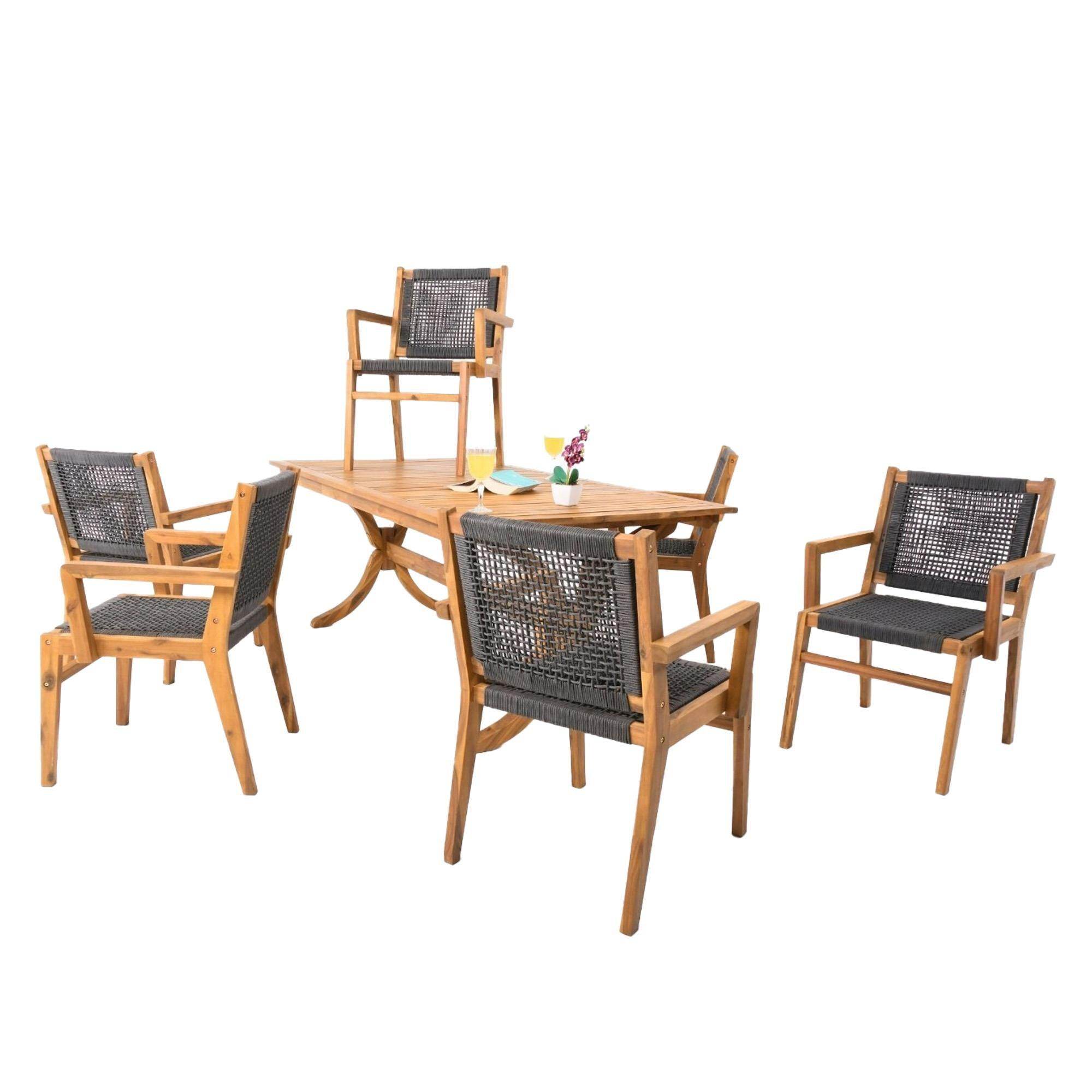 Fiume Altı Kişilik Ahşap Bahçe Masa Takımı | Rehome