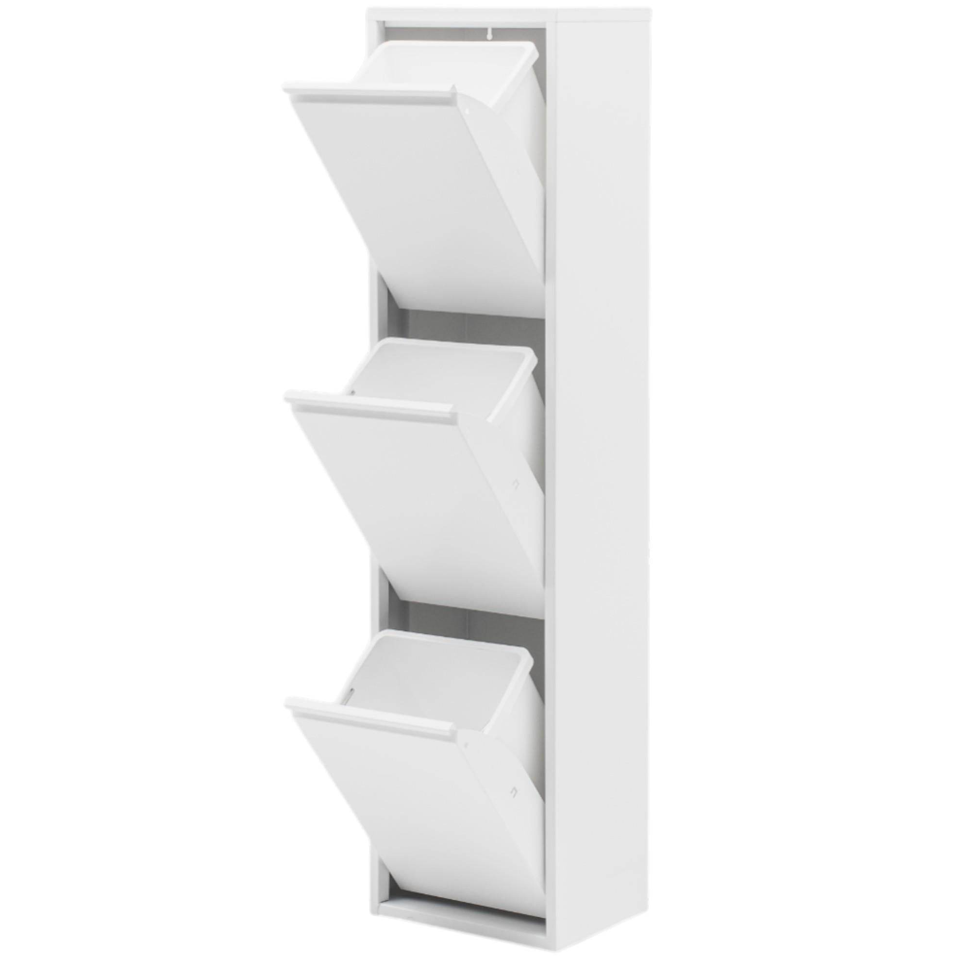 FlexBox 3 Kapaklı Çok Amaçlı Banyo Dolabı | 3 Bölmeli Kirli Sepeti