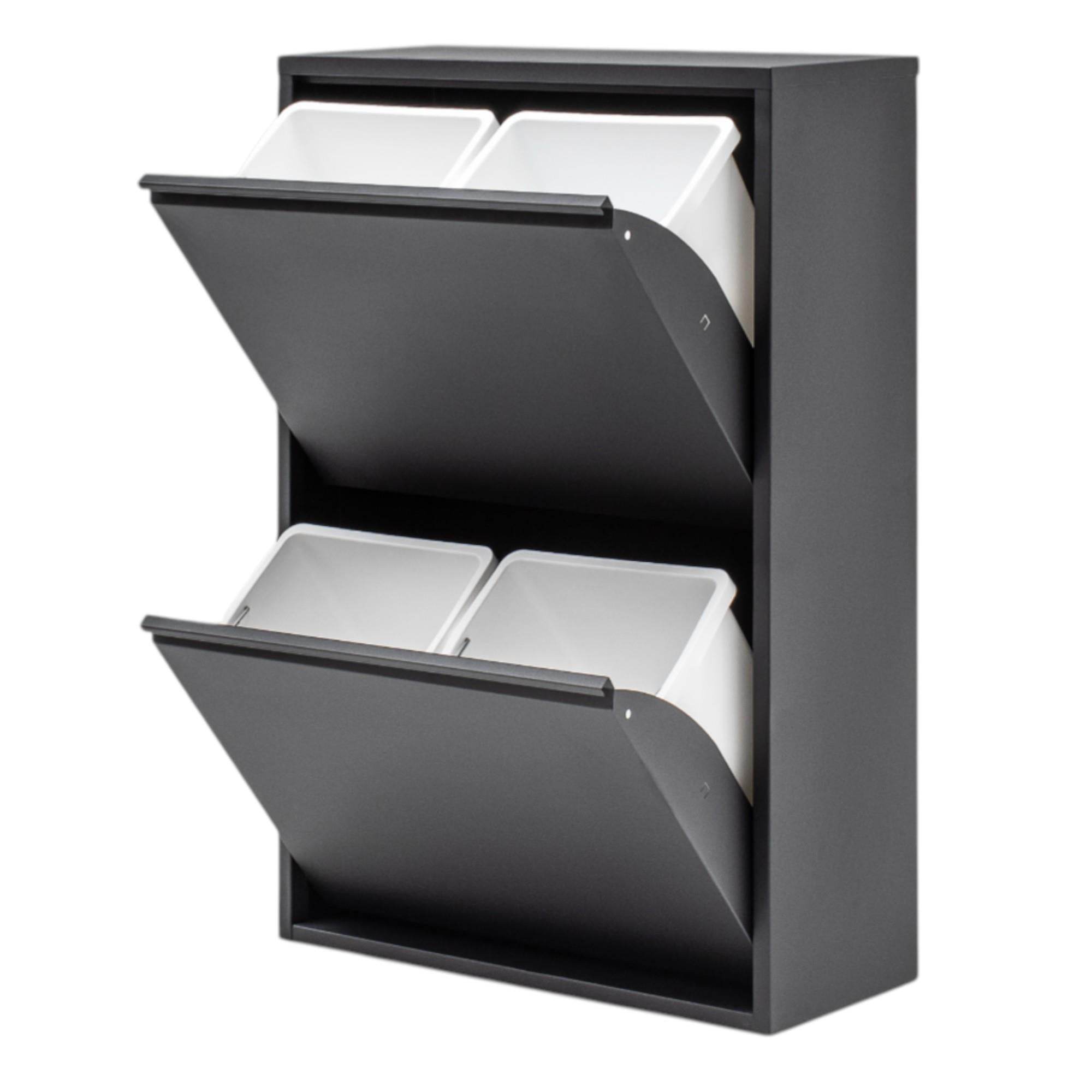 FlexBox 4 Bölmeli Çok Amaçlı Banyo Dolabı | 2 Kapaklı Kirli Sepeti