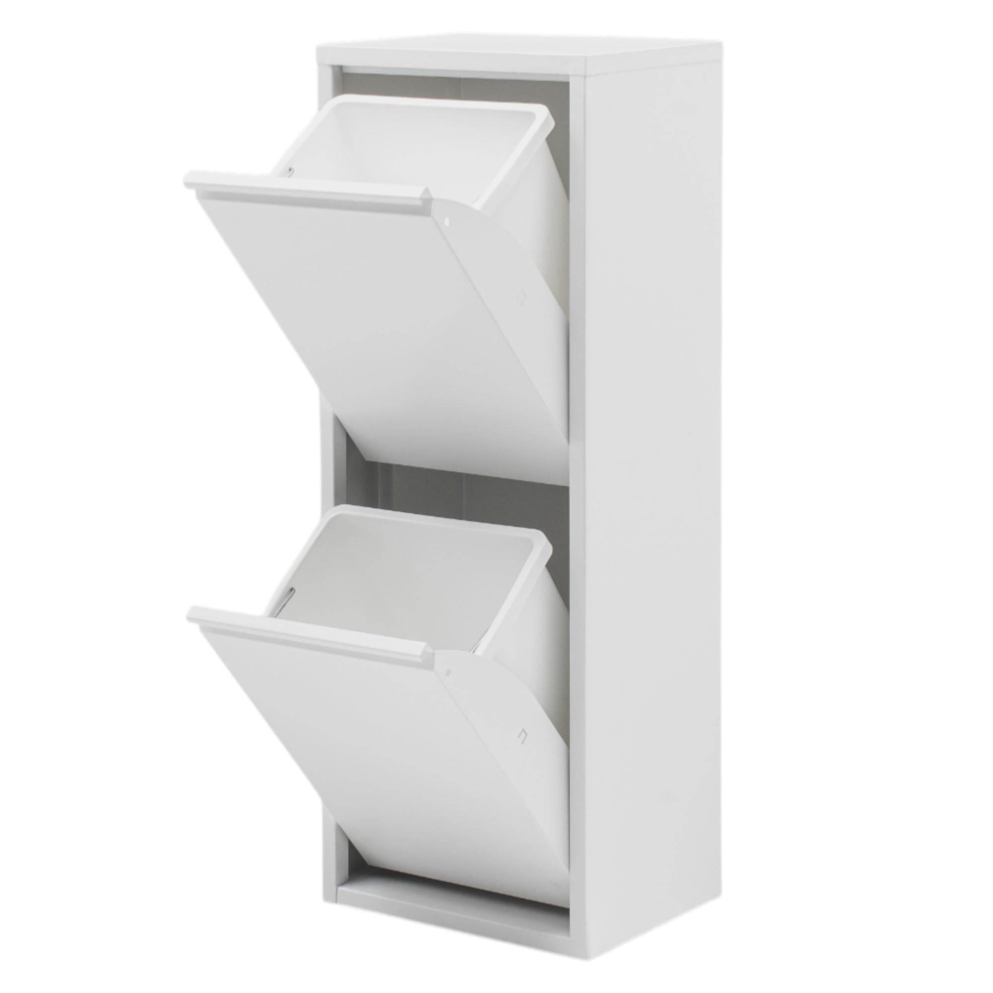 FlexBox 2 Kapaklı Çok Amaçlı Banyo Dolabı | 2 Bölmeli Kirli Sepeti