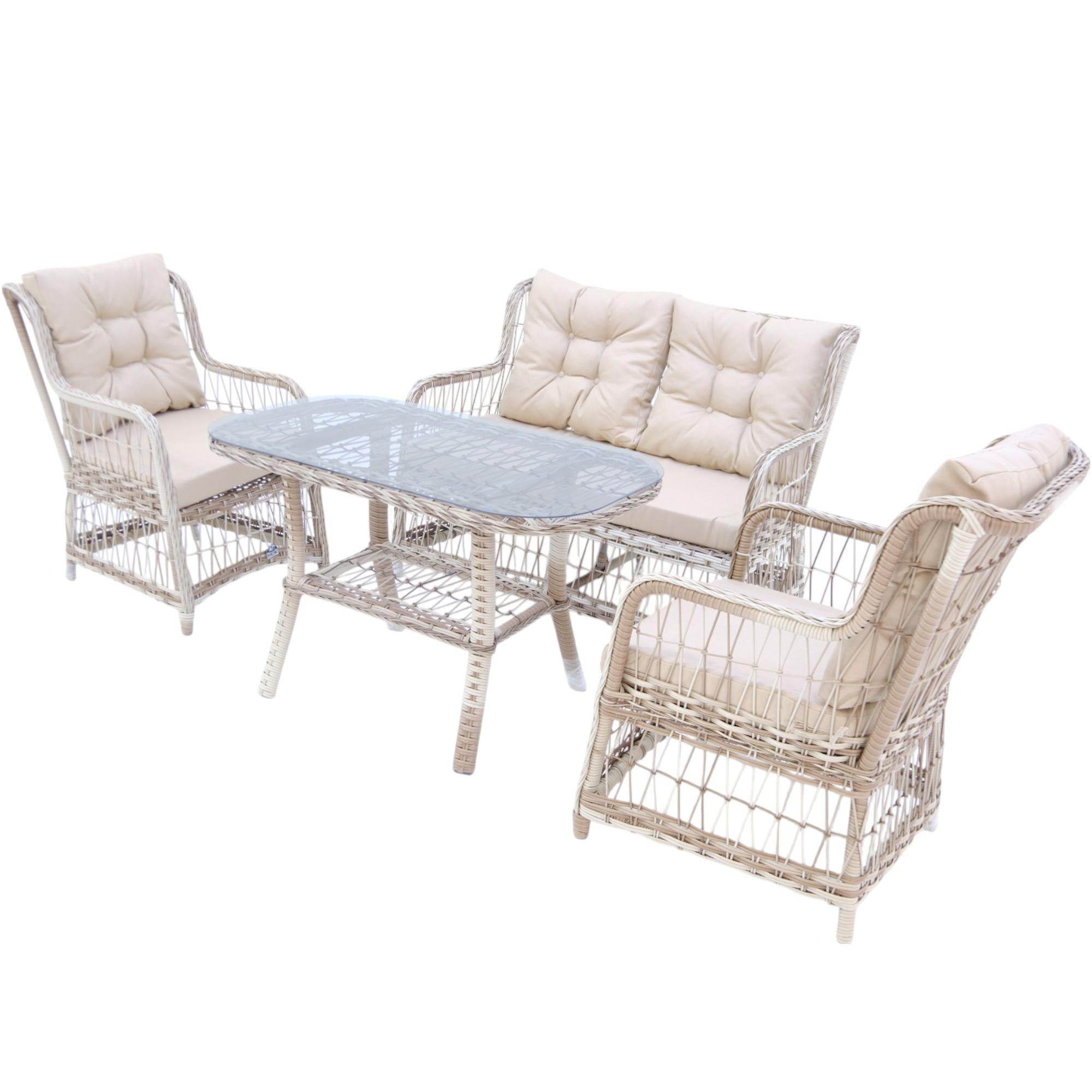 LaVida Bahçe Oturma Takımı | Rattan 2+1+1 ve Sehpa