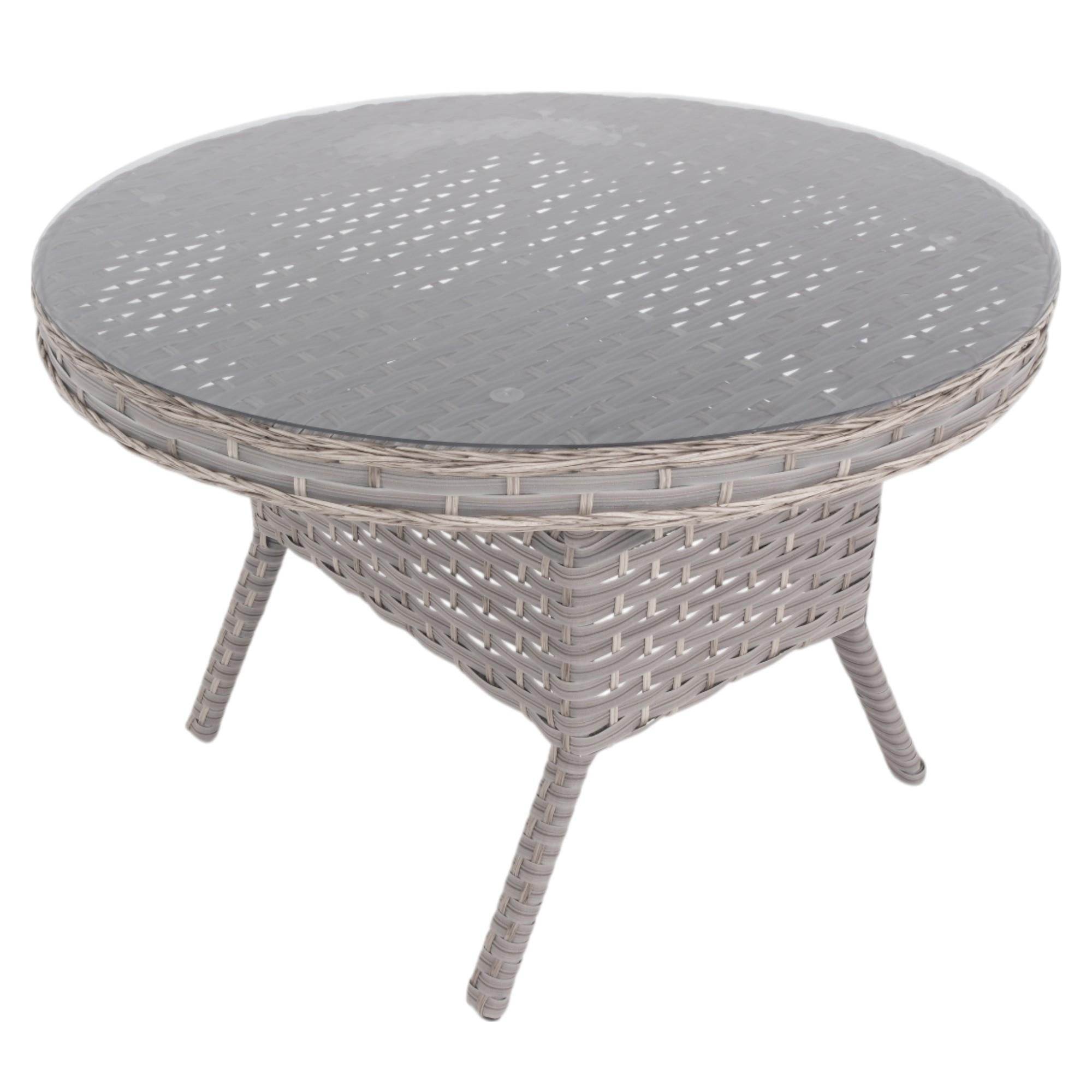 Spark Nova 110 cm Rattan Yuvarlak Minderli Bahçe Masa Takımı