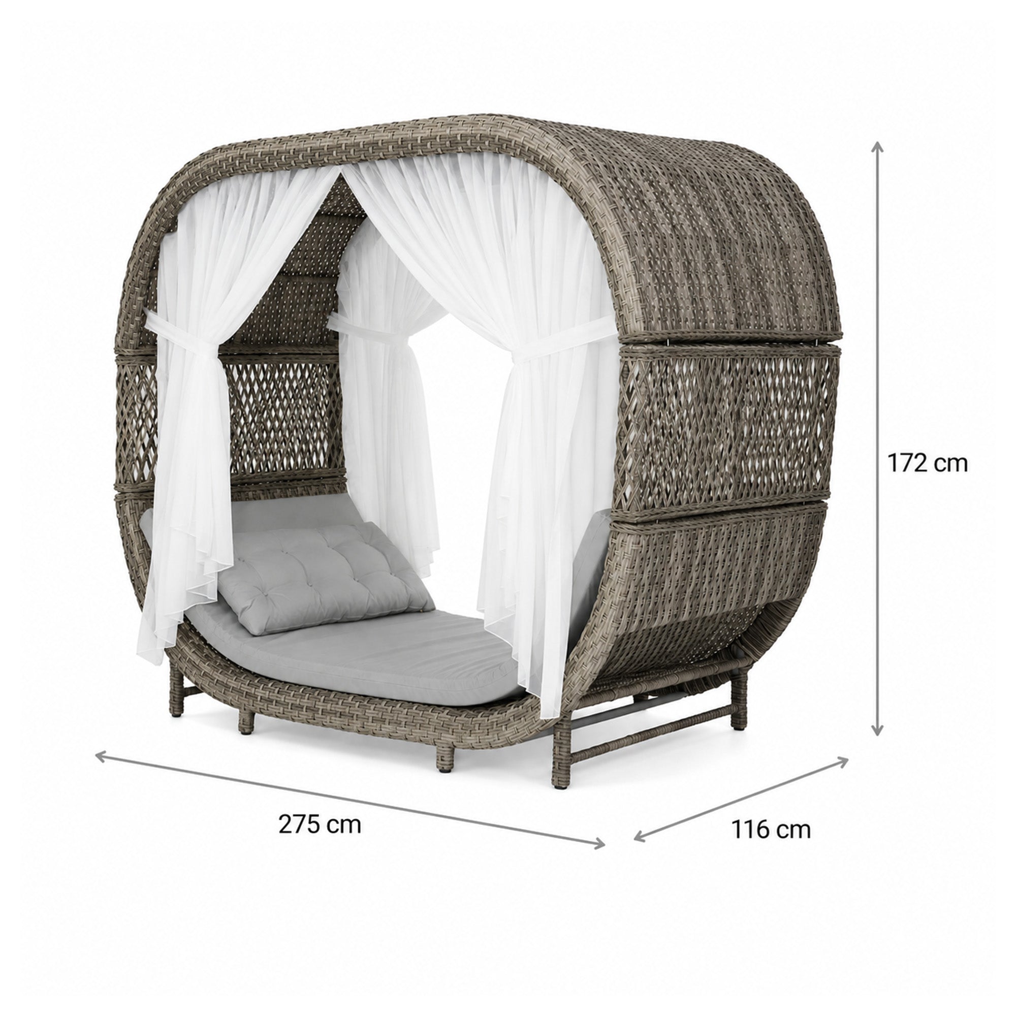 Flexy Romantica 708 Gölgelikli Rattan Daybed Bahçe Yatağı