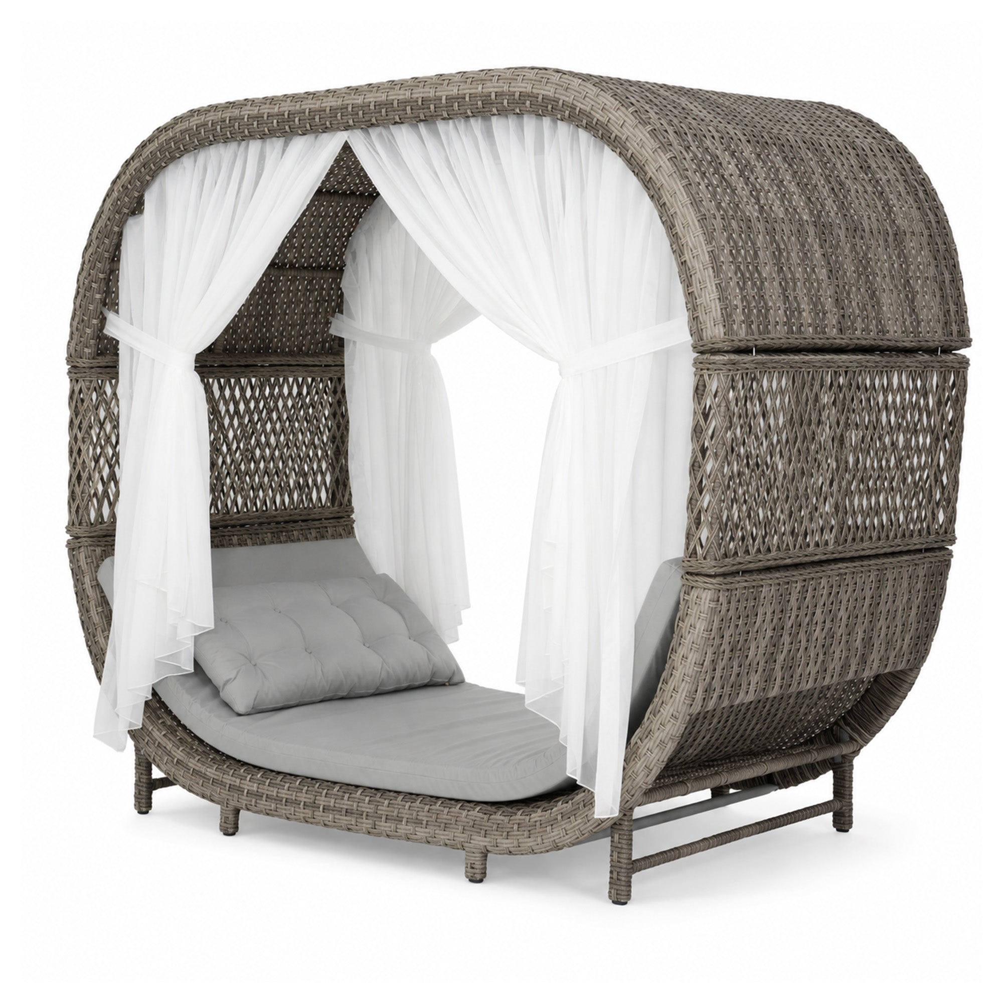 Flexy Romantica 708 Gölgelikli Rattan Daybed Bahçe Yatağı