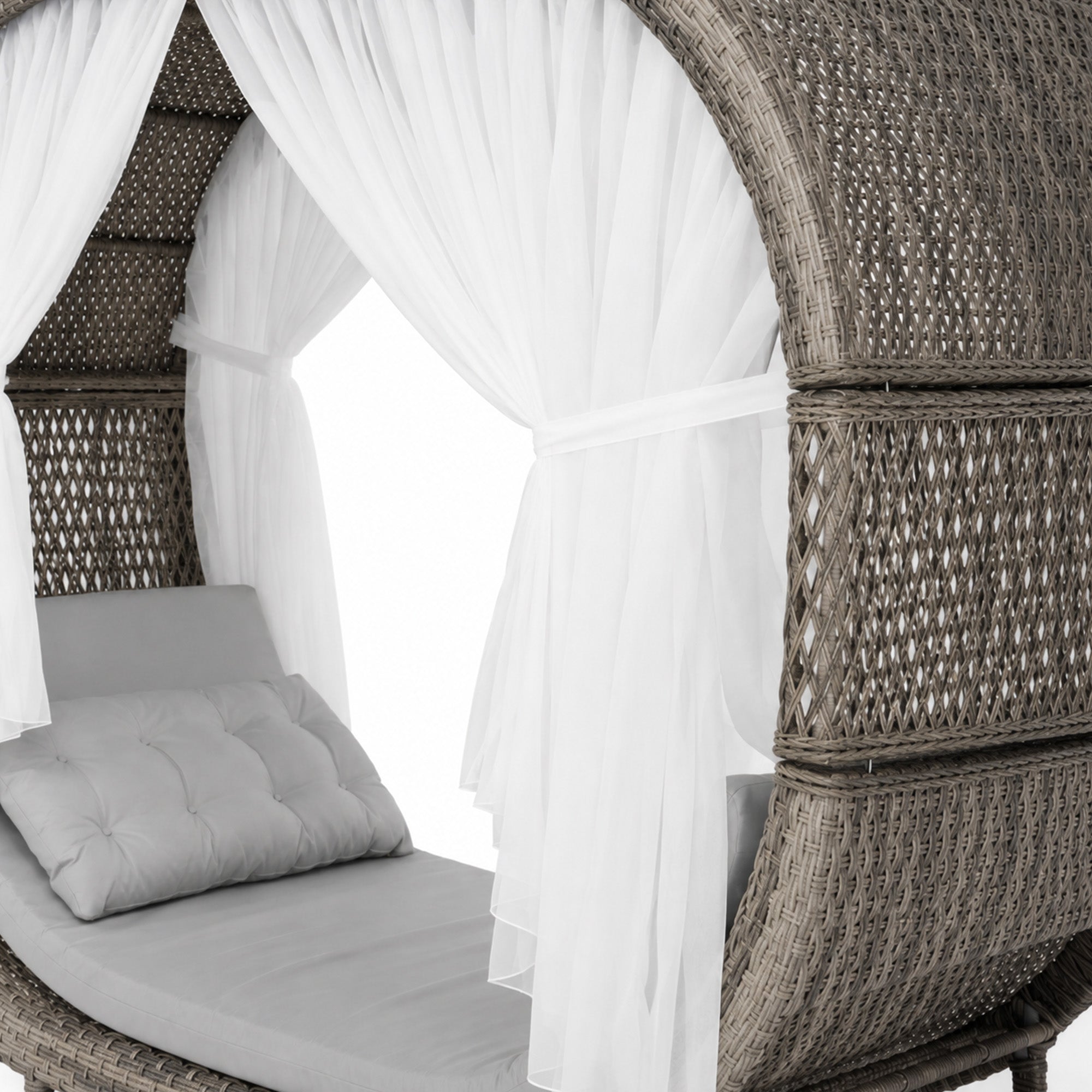 Flexy Romantica 708 Gölgelikli Rattan Daybed Bahçe Yatağı