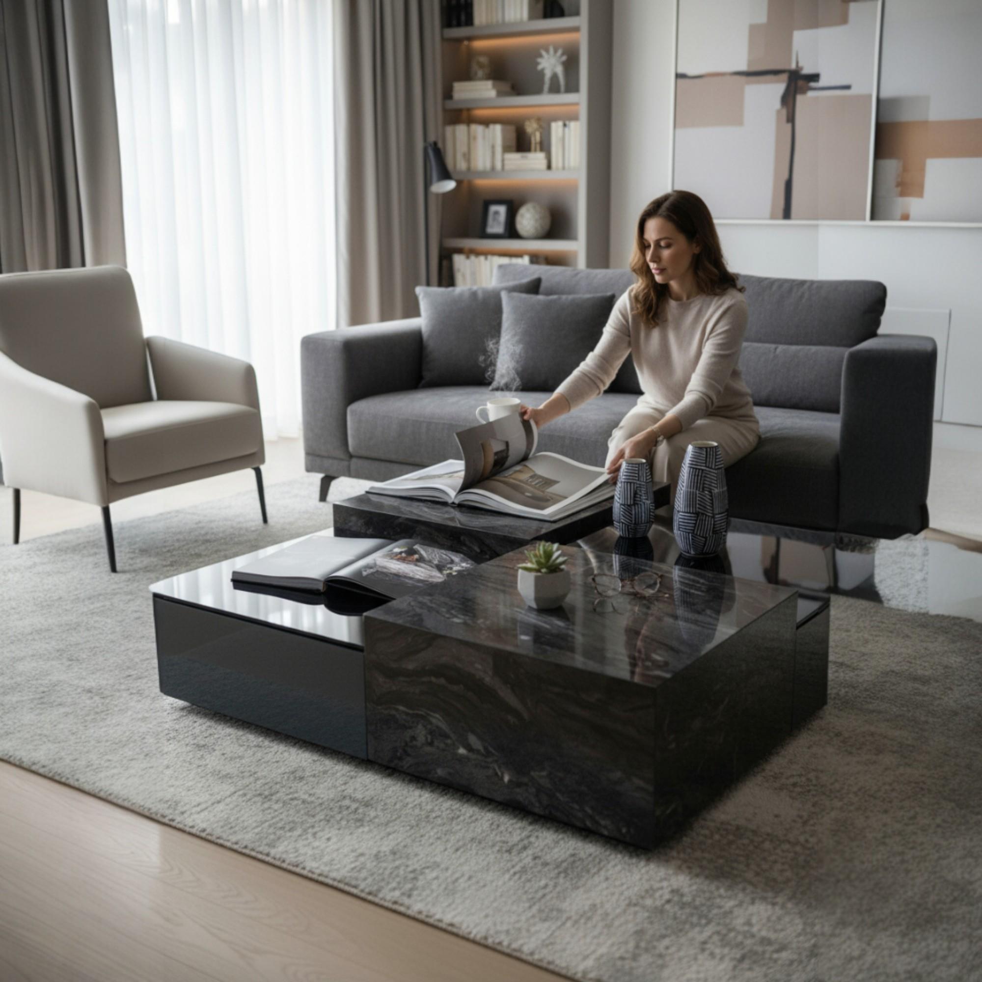 Forever Orta Sehpa | Salon Sehpası | Mermer Sehpa | Cam Sehpa