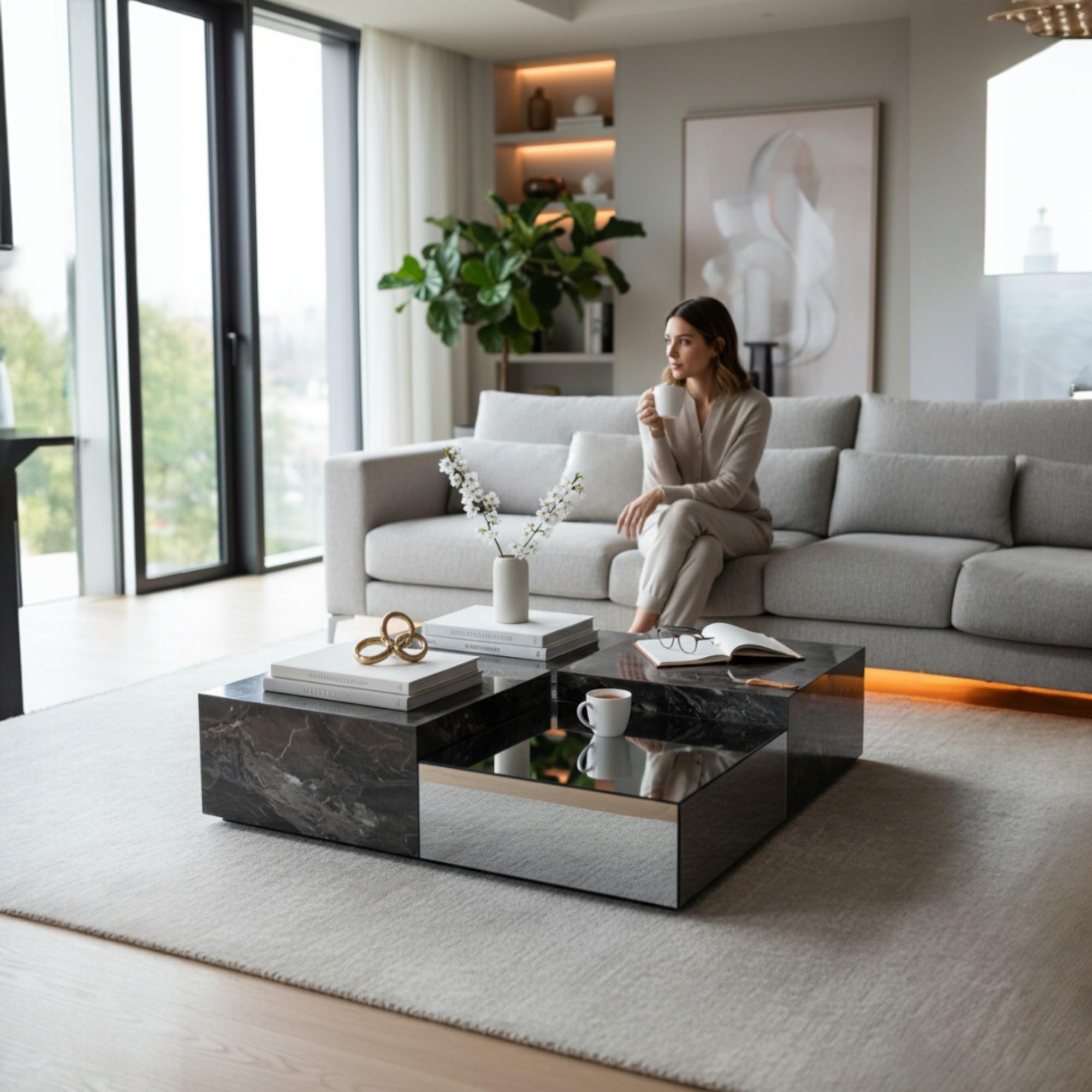 Forever Orta Sehpa | Salon Sehpası | Mermer Sehpa | Cam Sehpa