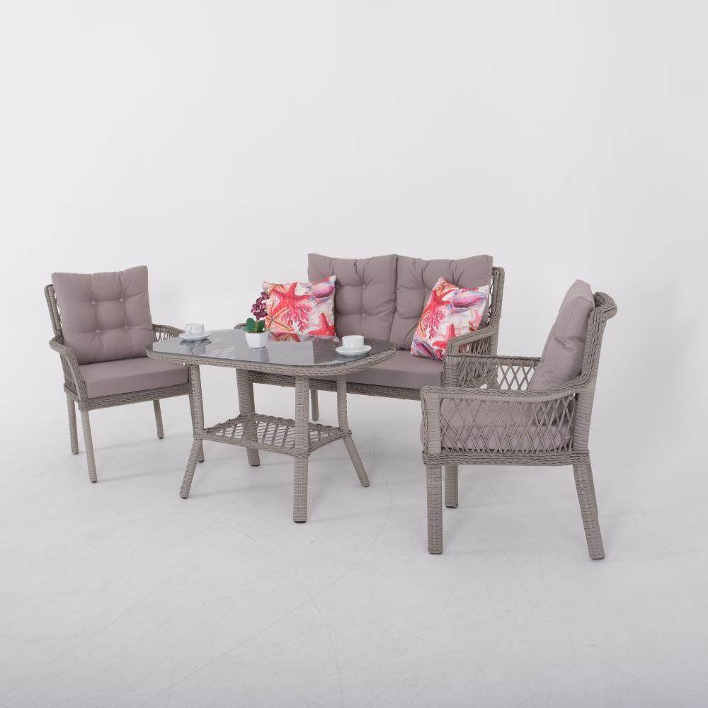 Fusion İkili Rattan Bahçe Oturma Grubu | Gri | Rehome