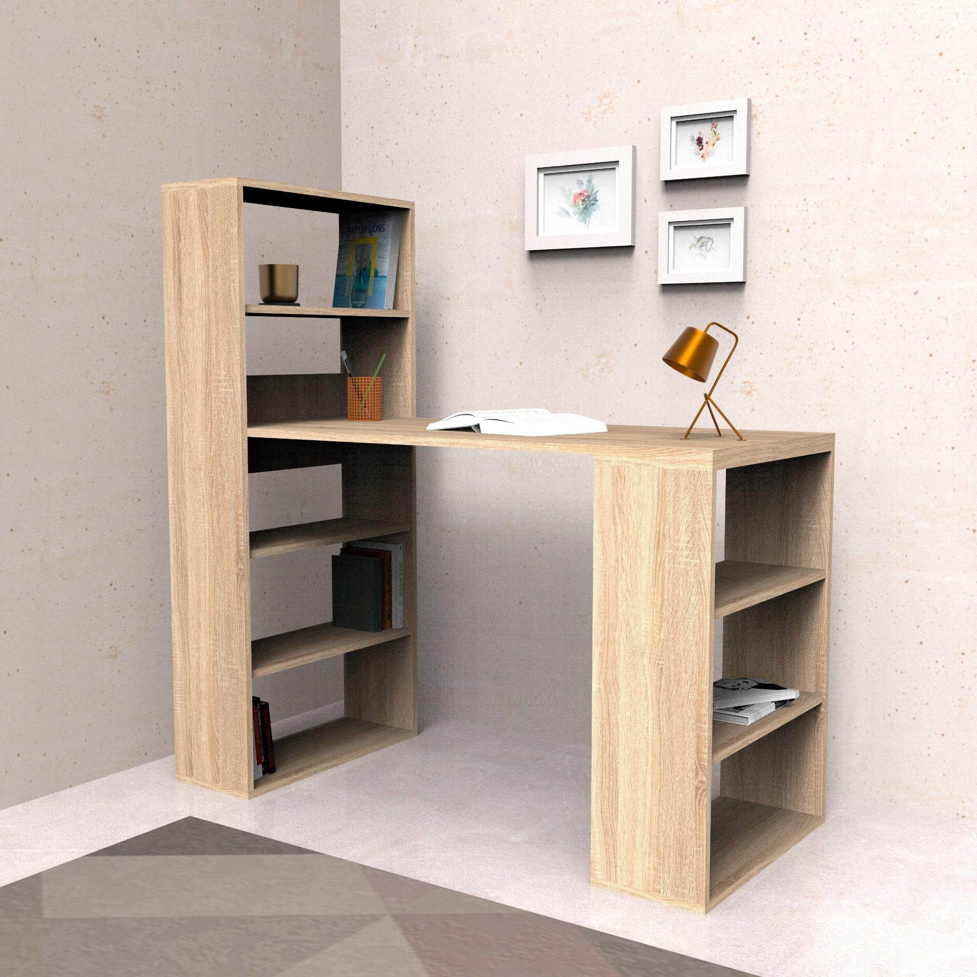 Fusion XL Kitaplıklı Çalışma Masası | Balfa Masalı Kitaplık | 120x55x122